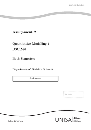 Assignments - DSC1520 - Unisa - Studocu