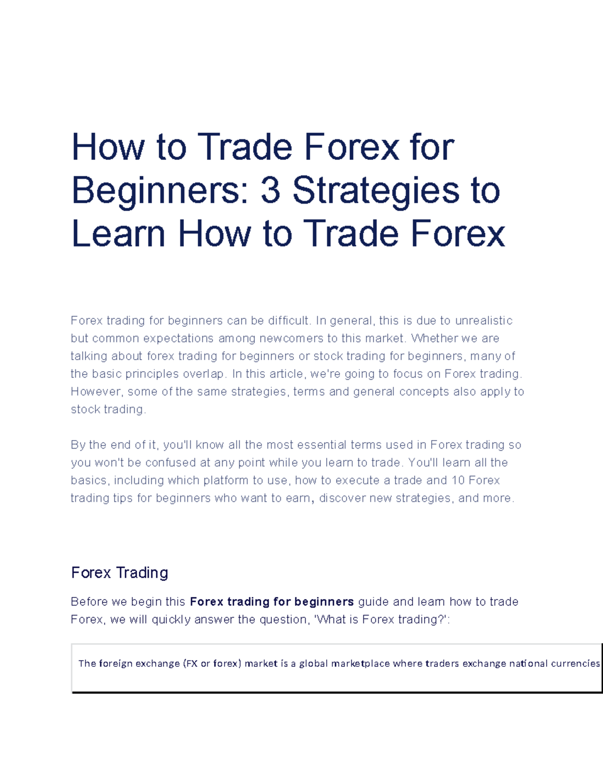 Document - How to Trade Forex for Beginners: 3 Strategies to Learn How ...
