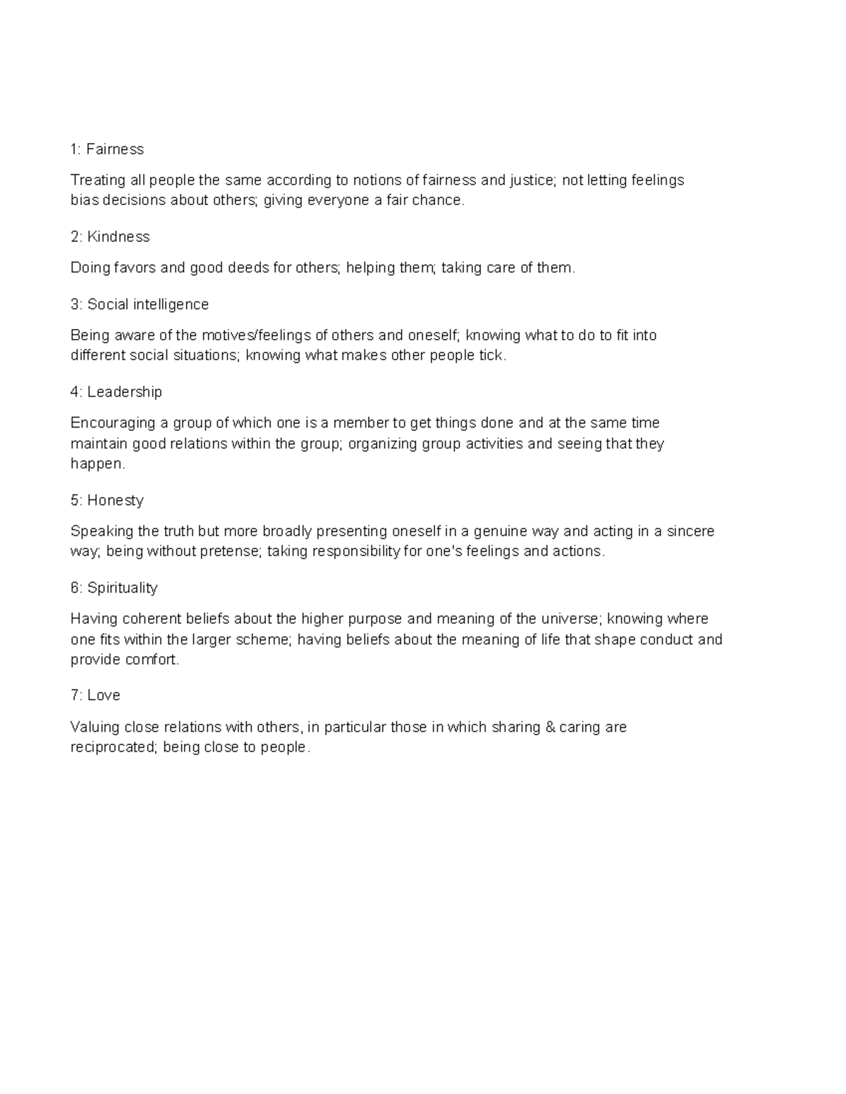 Strengths Profile - New Words - 1: Fairness Treating all people the ...