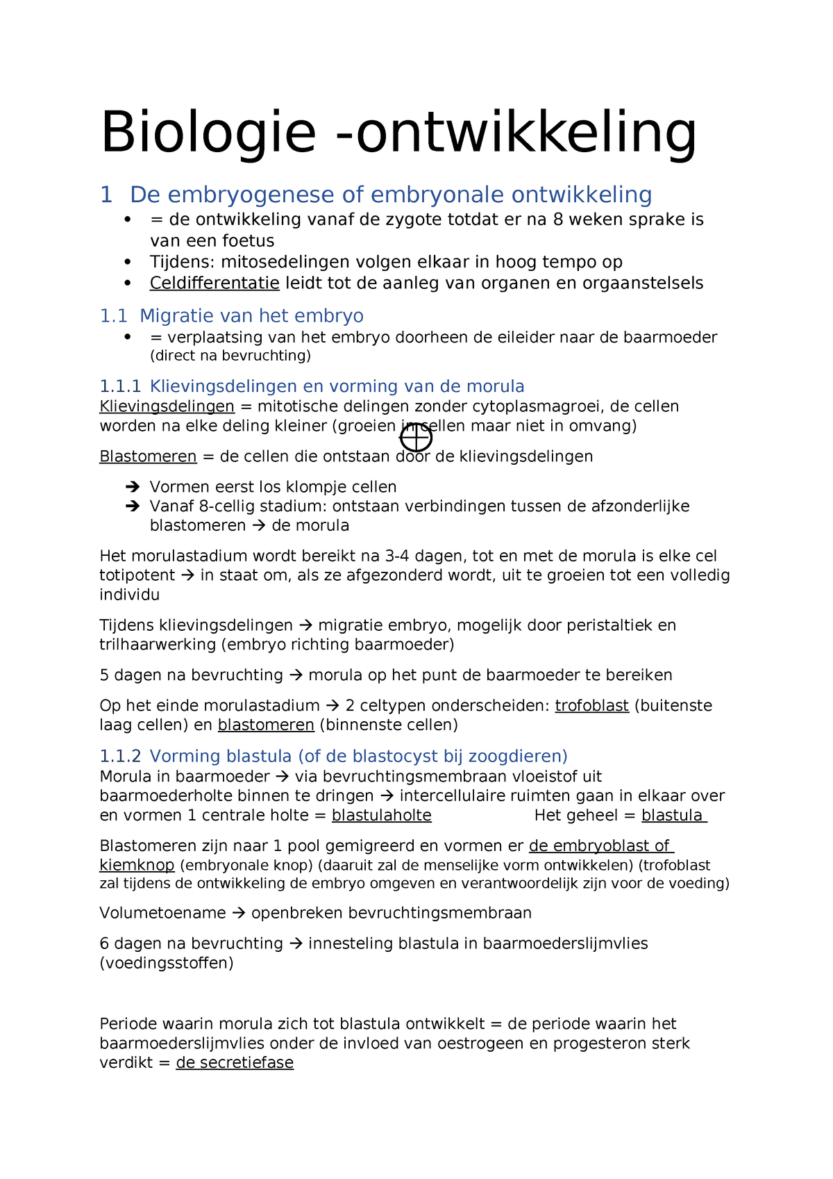 Biologie Ontwikkeling Biologie Studocu