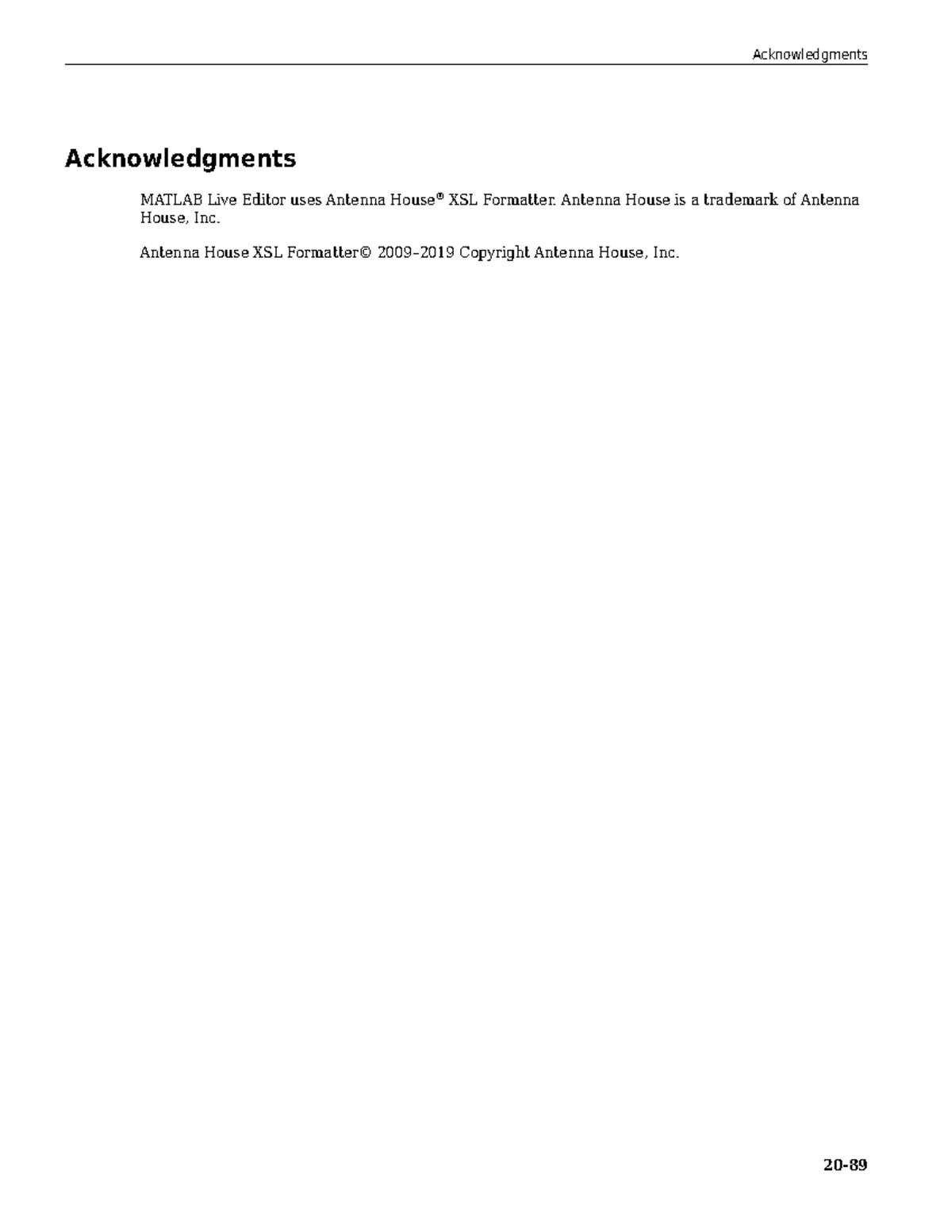 Matlab prog79 Acknowledgments MATLAB Live Editor uses Antenna House