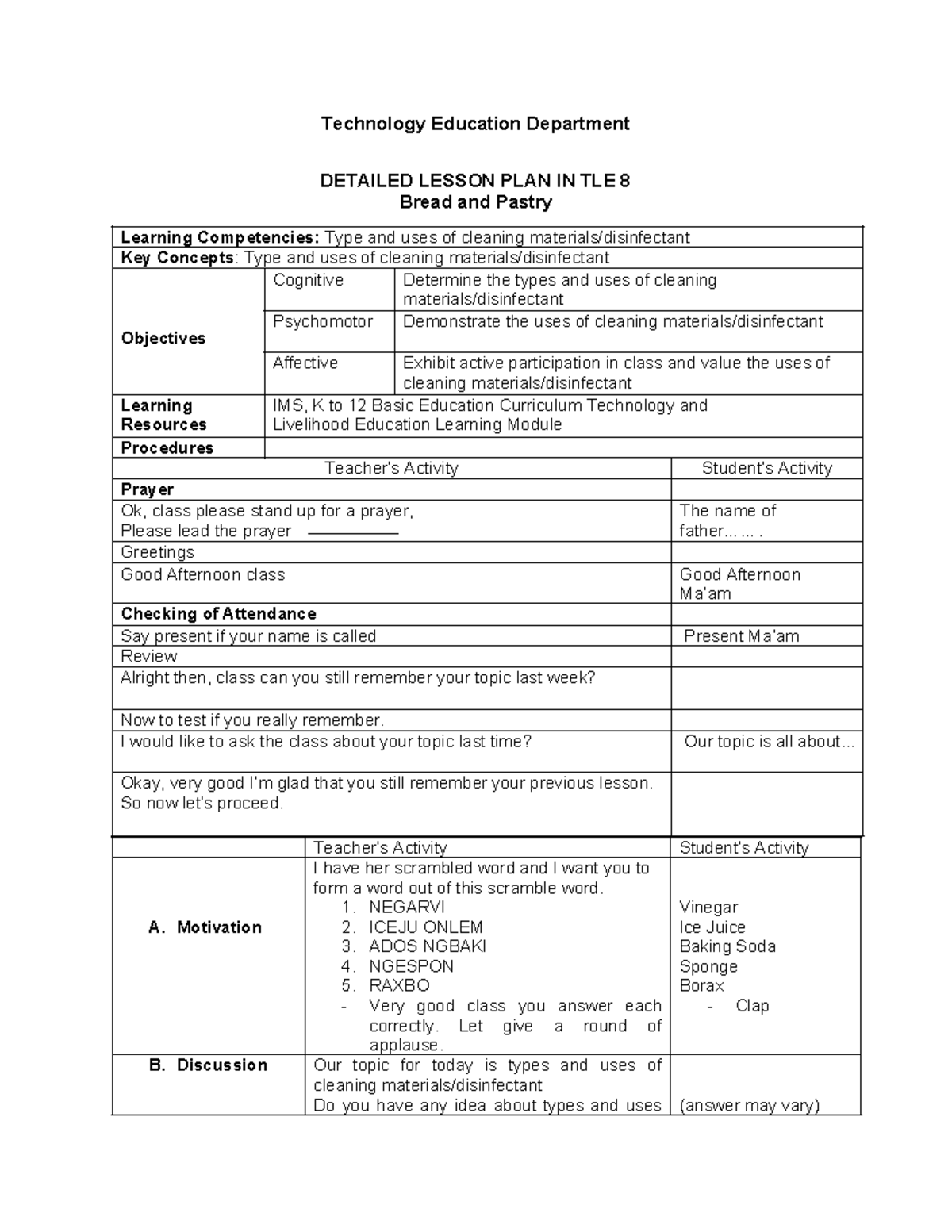 Bread and Pastry DLP1 Helps student in there practice teach