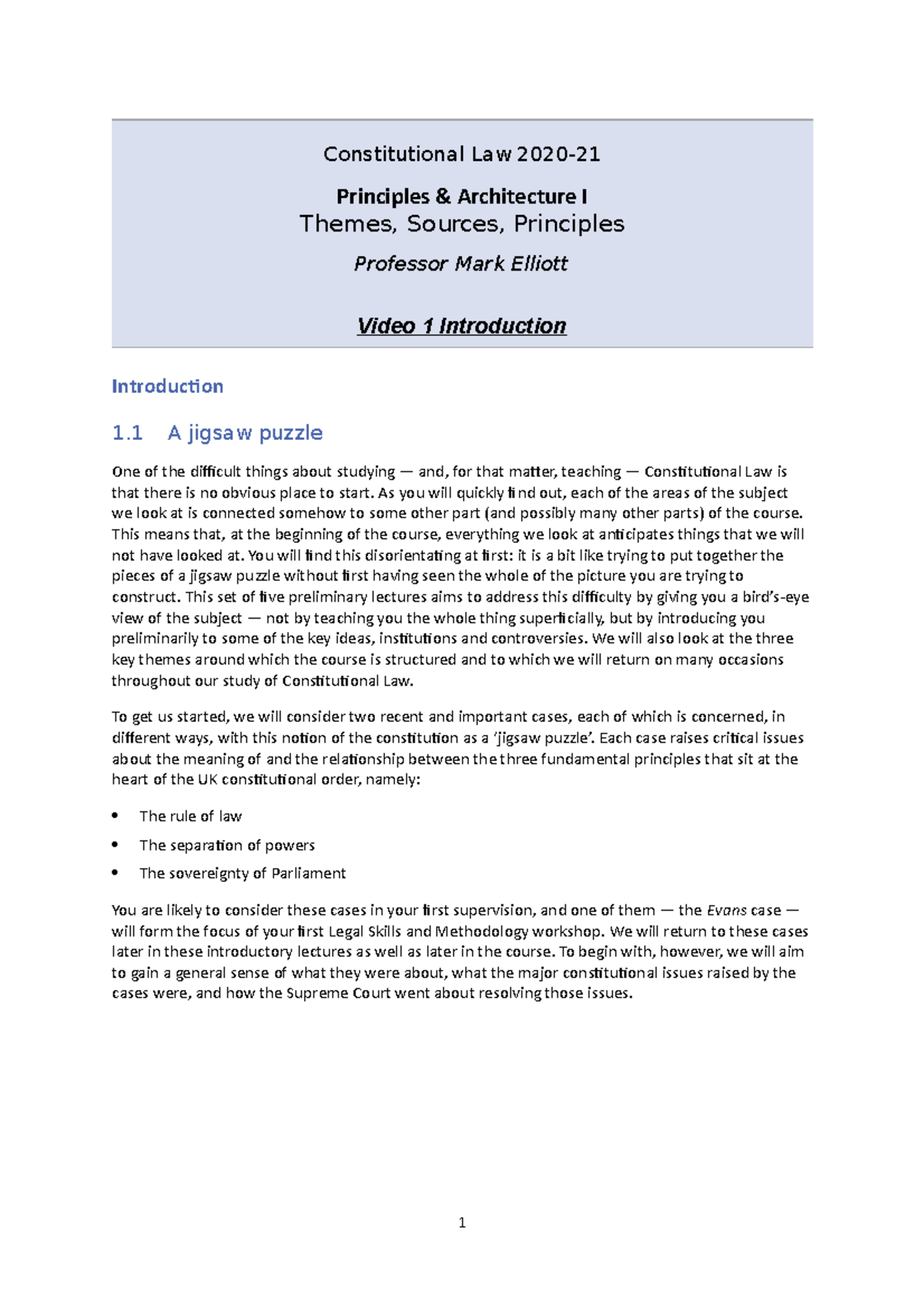 Themes Sources and Principles. - Constitutional Law 2020- Principles ...