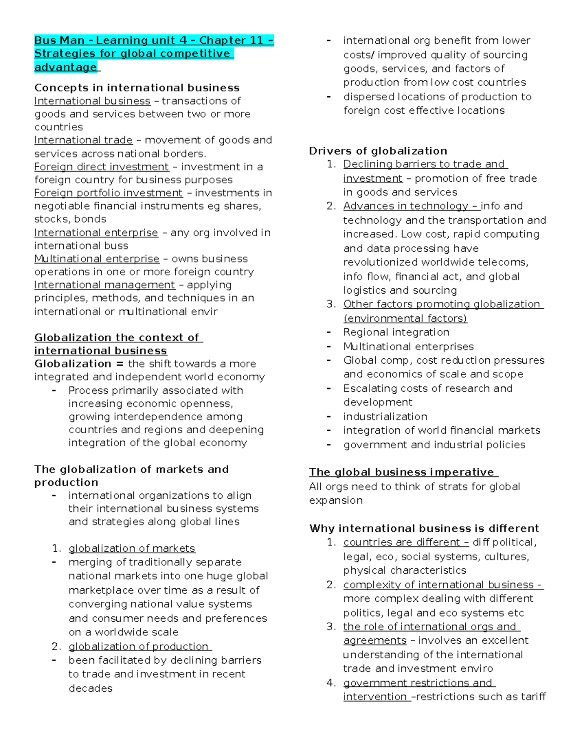 Learning Unit 4 Notes - Bus Man - Learning unit 4 – Chapter 11 ...
