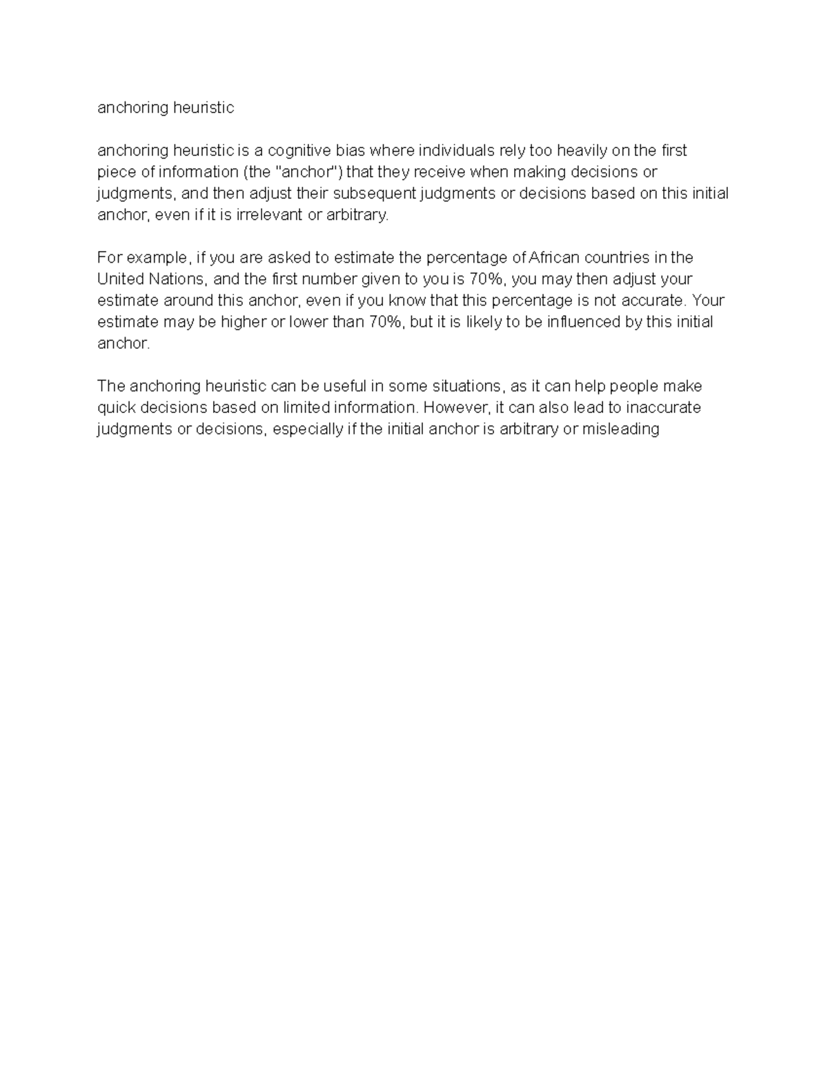 Anchoring heuristic definition anchoring heuristic anchoring