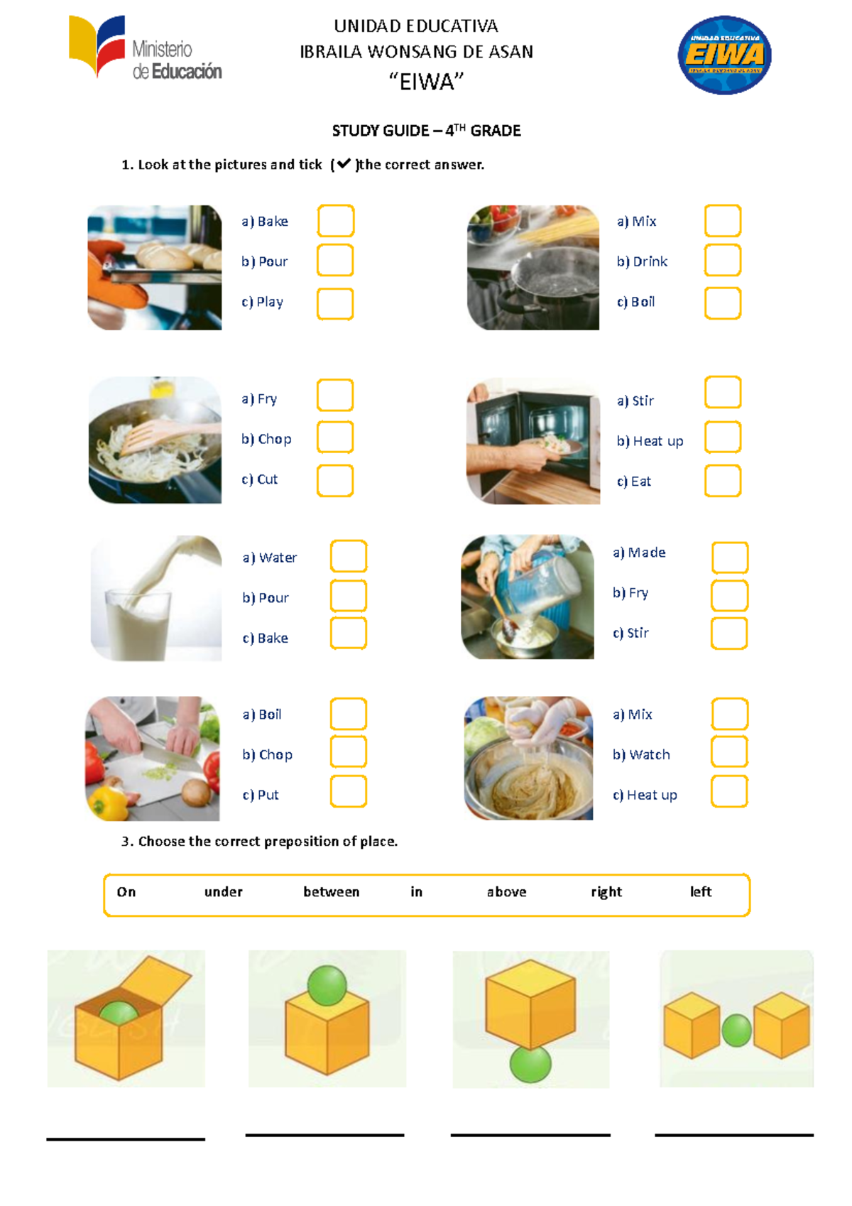 Study guide 4th grade exam unidad educativa ibraila wonsang de