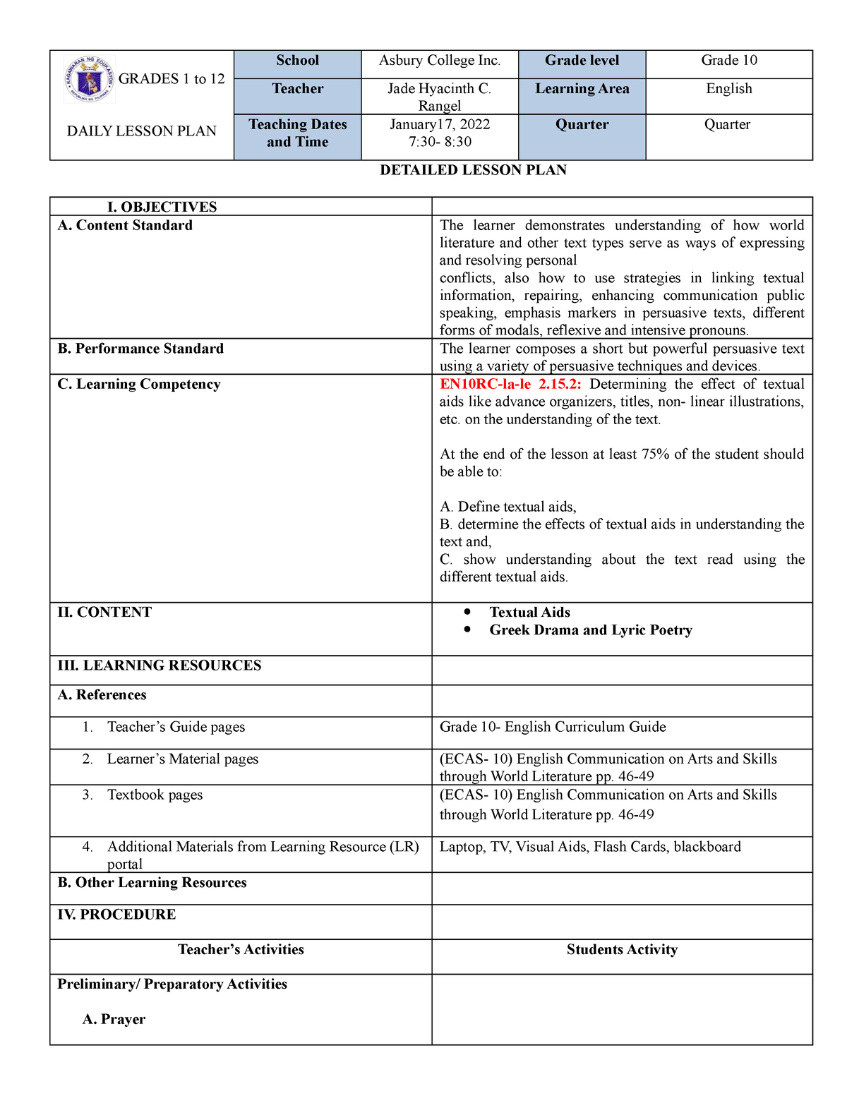 detailed-lesson-plan-english-10-textual-aids-grades-1-to-12-daily