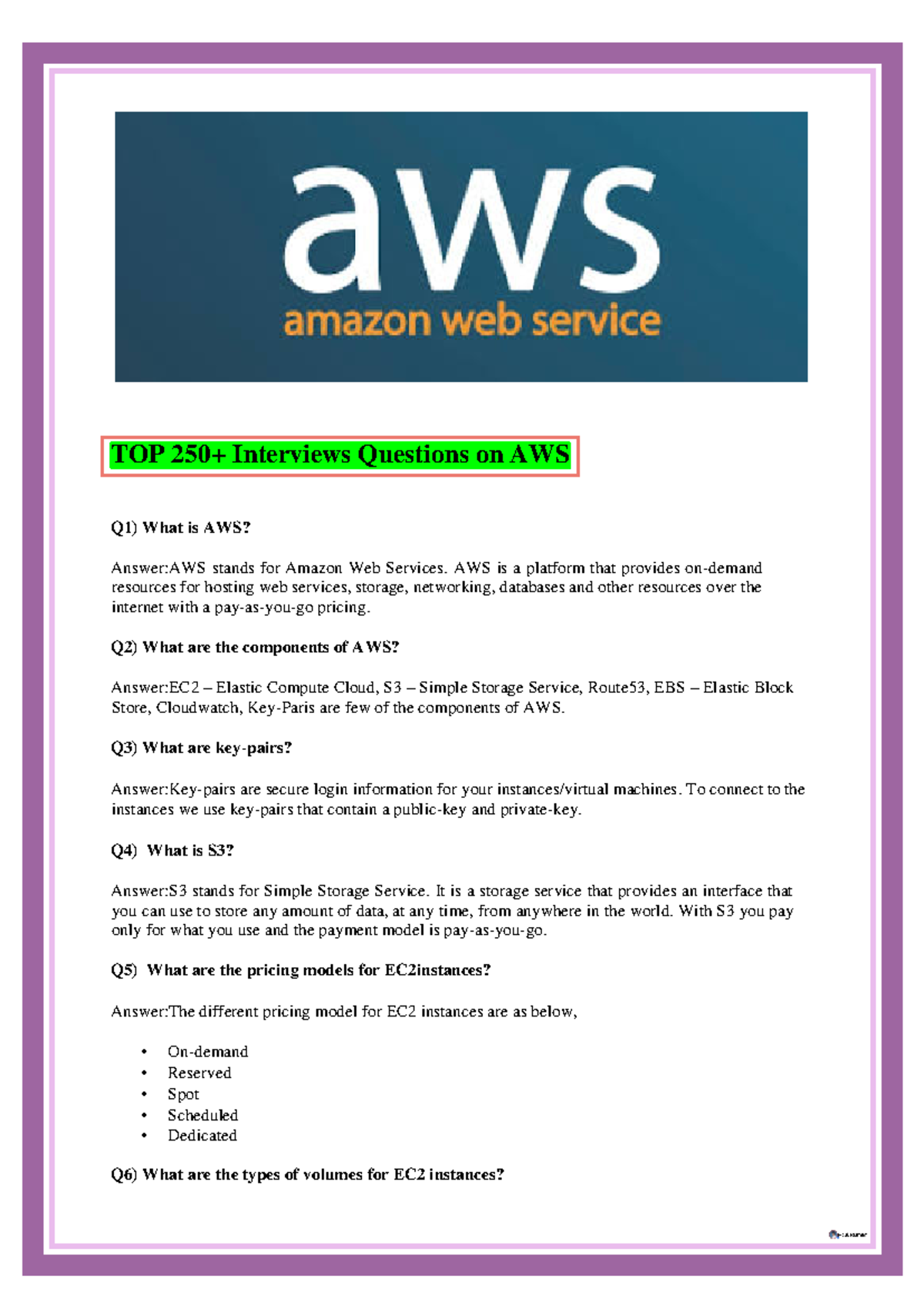 AWS Interview - The content is more descriptive - TOP 250+ Interviews ...