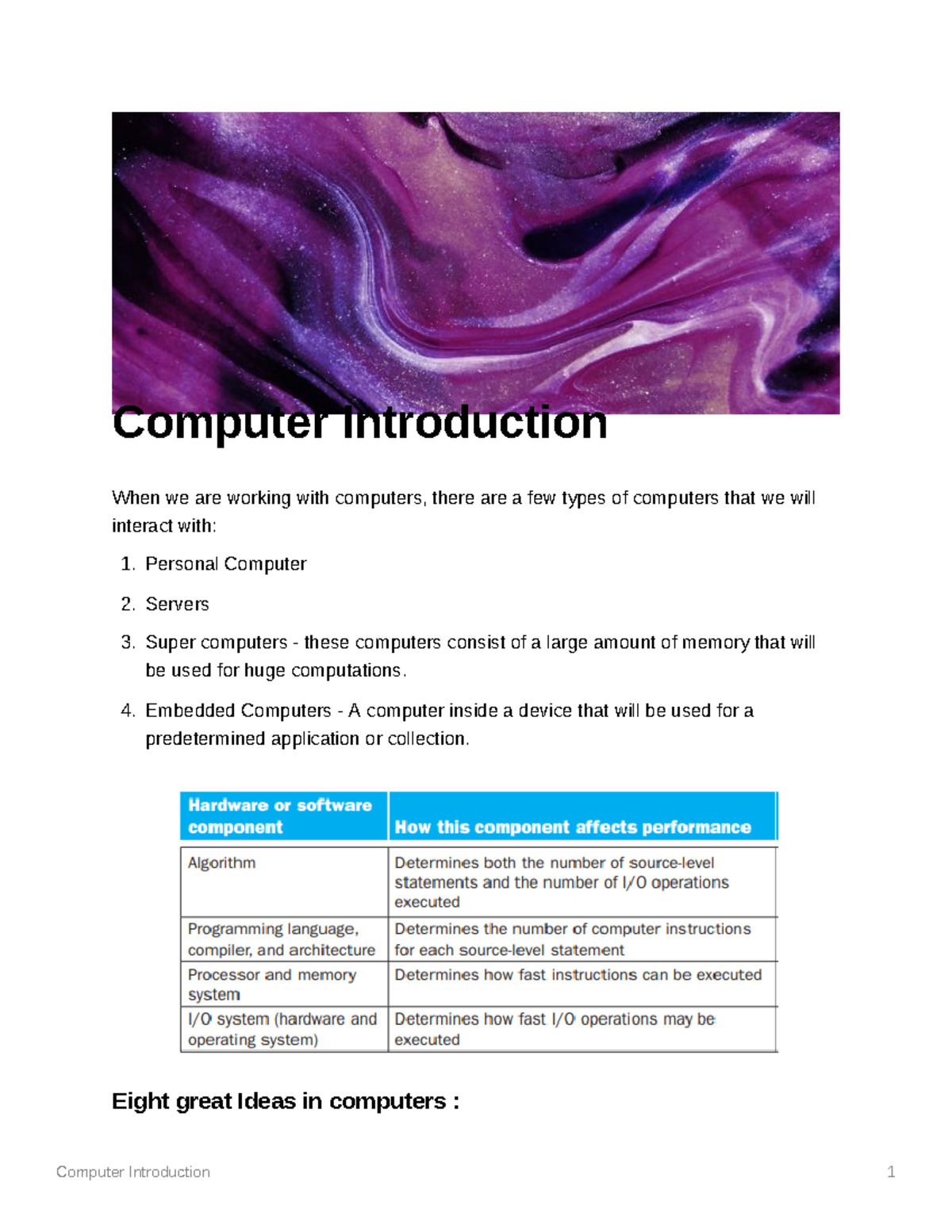 Computer Introduction - Computer Introduction When we are working with ...