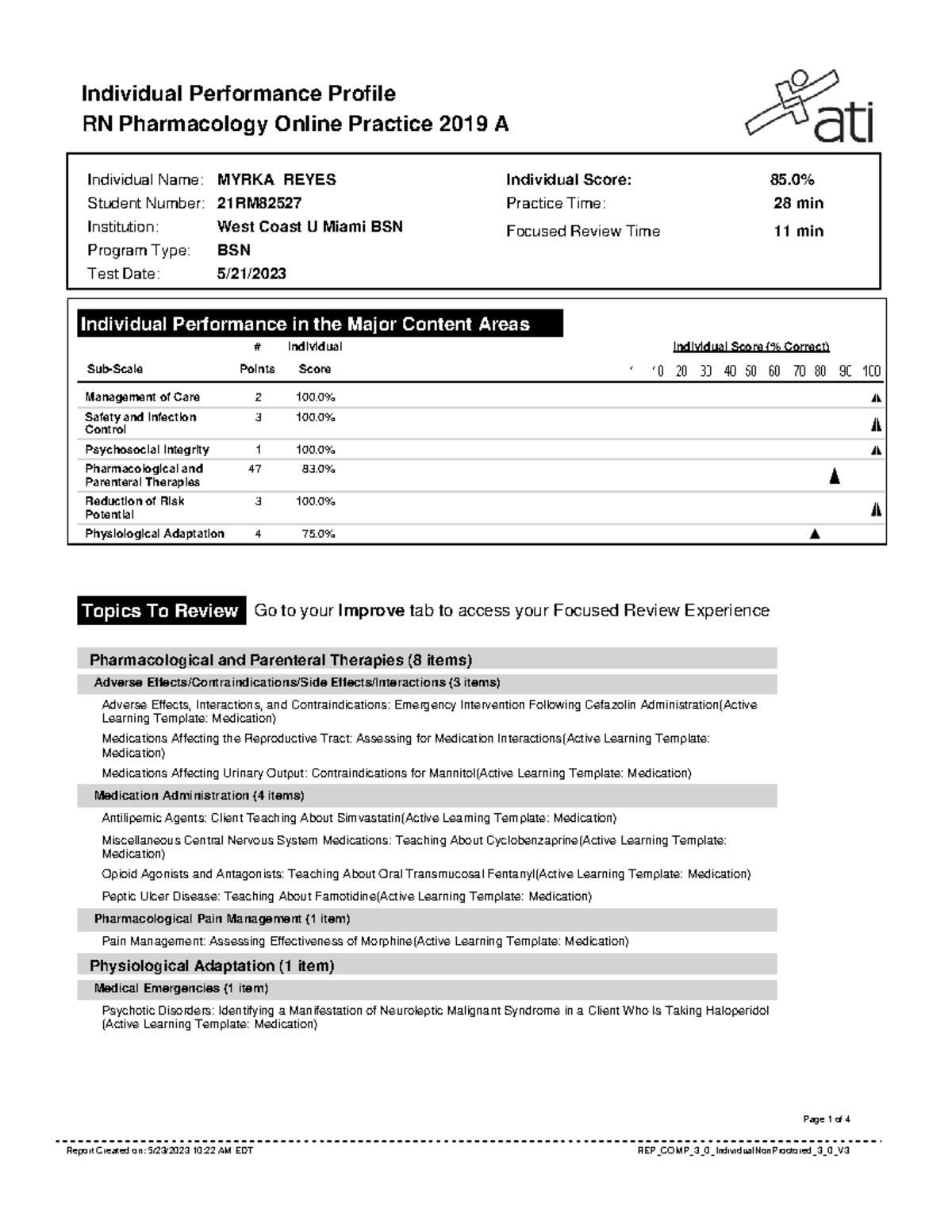 Report (97) - N/a - Individual Performance Profile RN Pharmacology ...