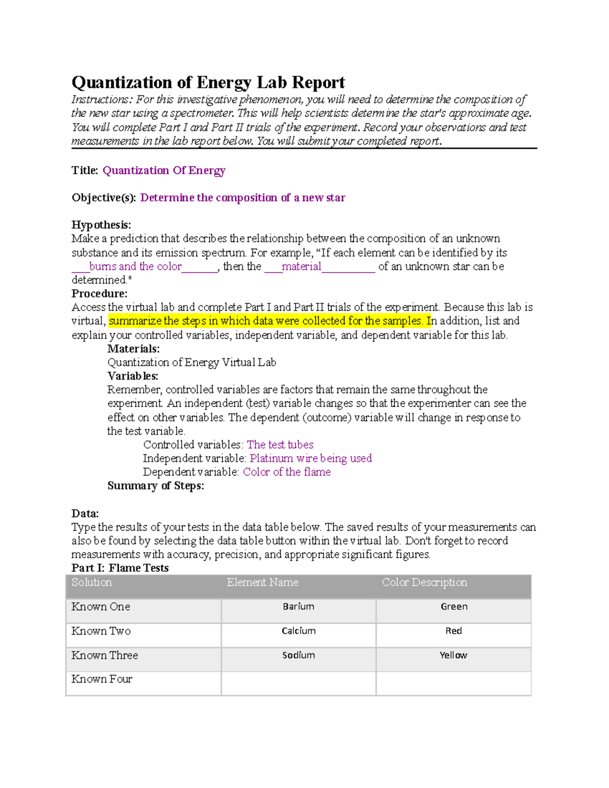 Quantization energy lab report Quantization of Energy Lab Report Instructions For this Studocu