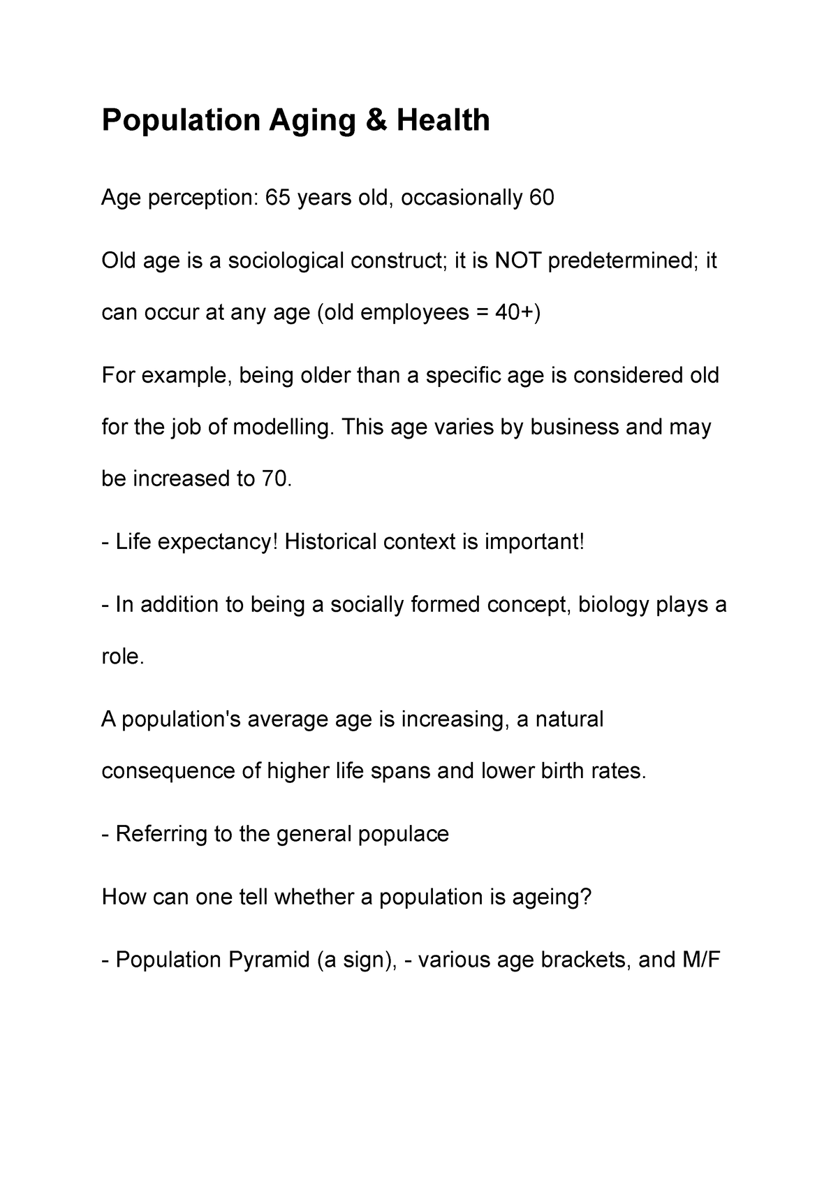 essay population aging