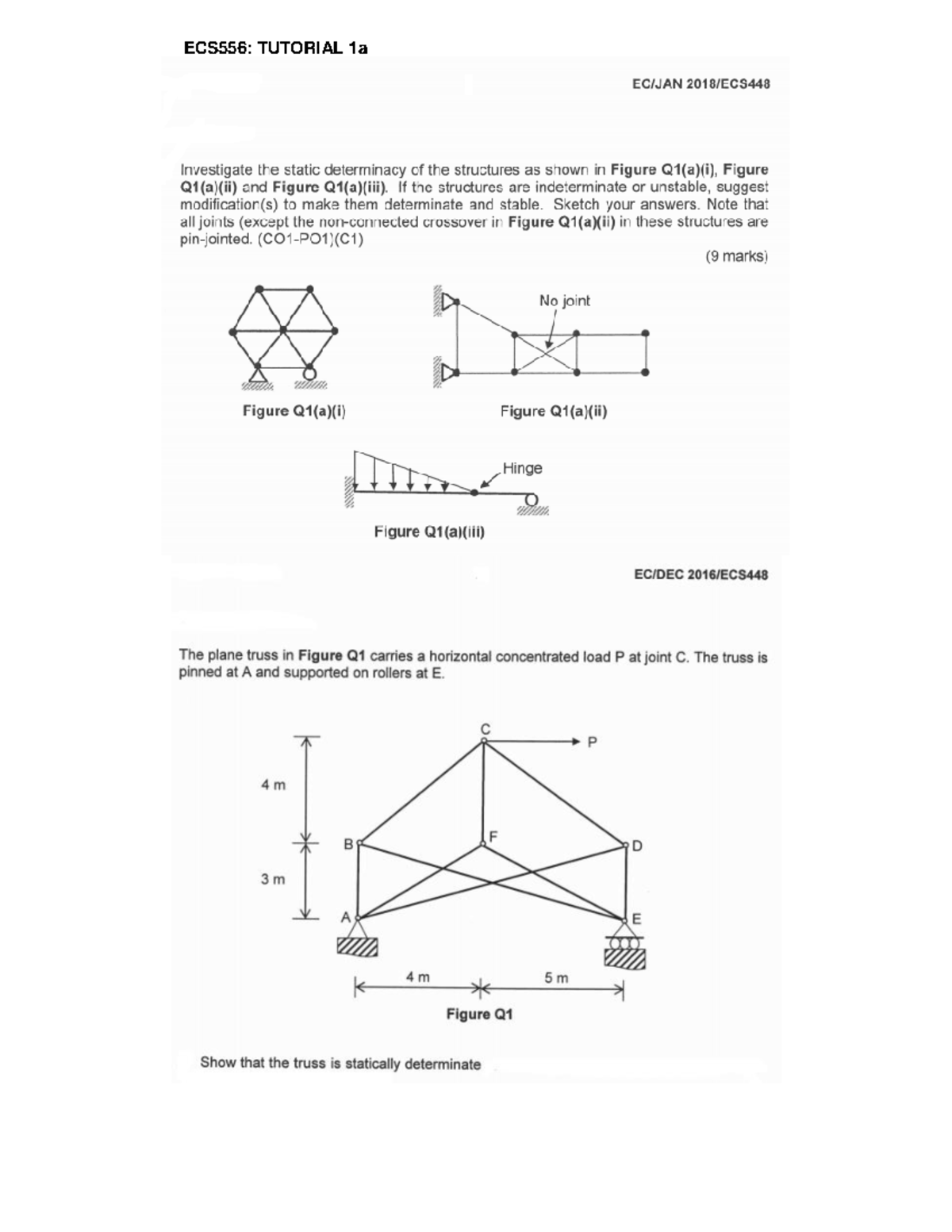 STRUCTURAL ANALYSIS CHAPTER 1 DETERMINATE STRUCTURE TUTORIAL ...