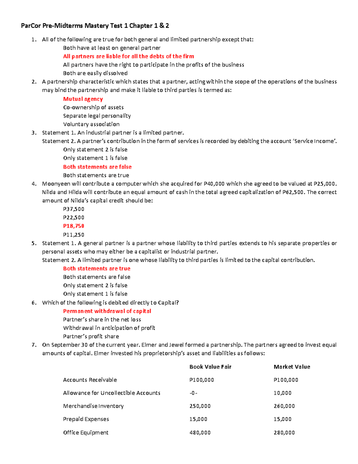 Par Cor Review Questionnaires - ParCor Pre-Midterms Mastery Test 1 ...