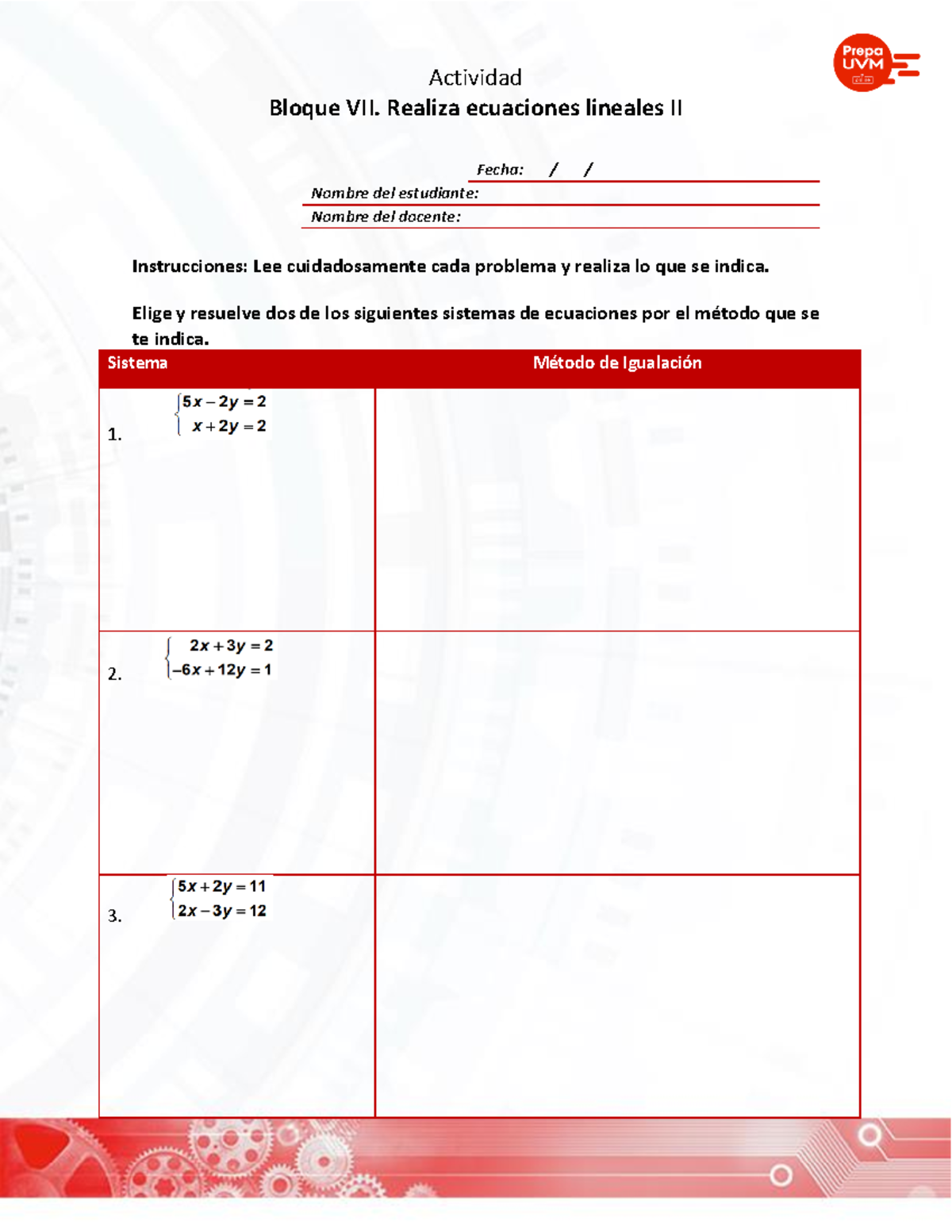 B7 A1 Matemáticas (A9) - Actividad de ejercicios de matematicas bloque ...