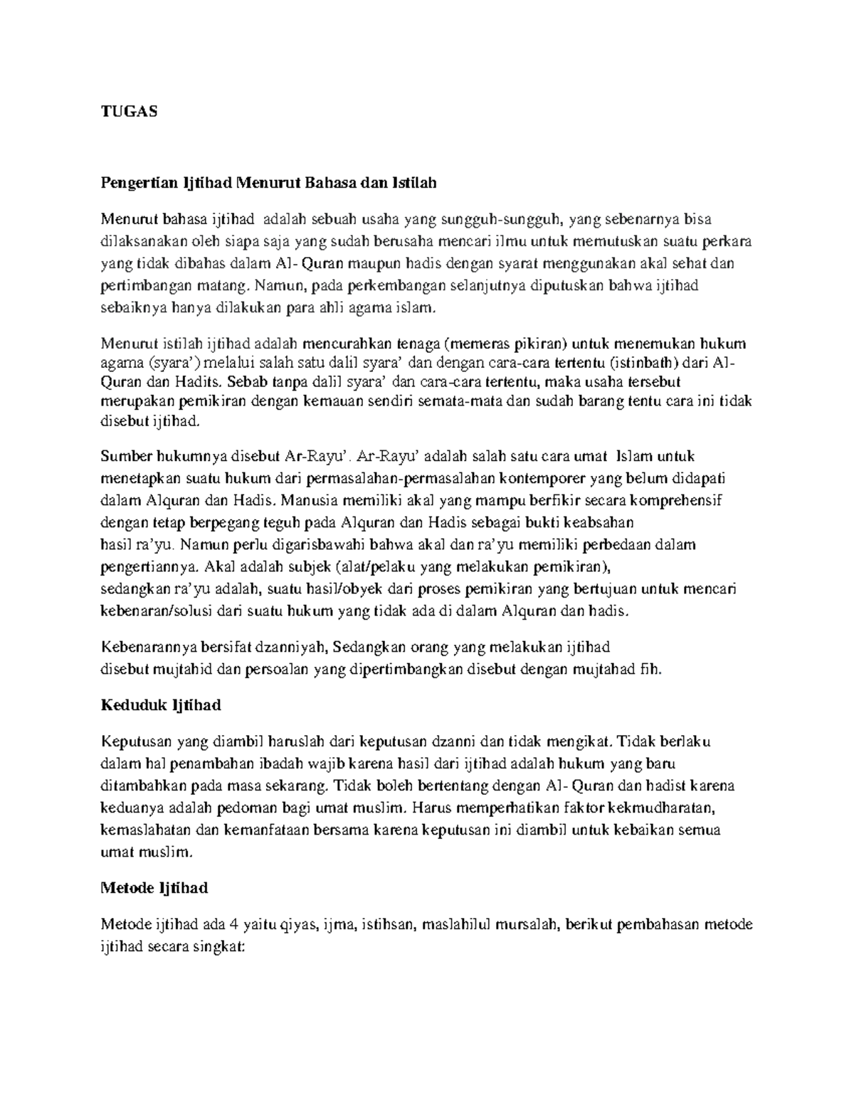 PAI Tugas wajib pendidikan agama islam TUGAS Pengertian Ijtihad