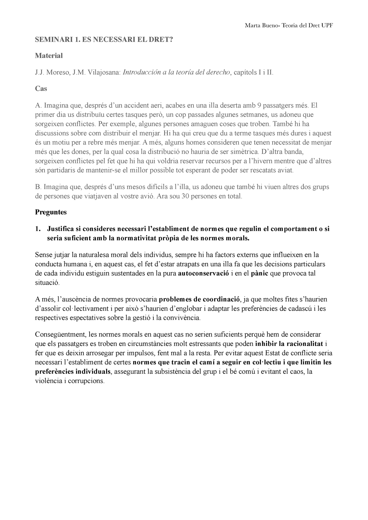 Seminari 1 Teoria Del Dret - SEMINARI 1. ES NECESSARI EL DRET? Material ...