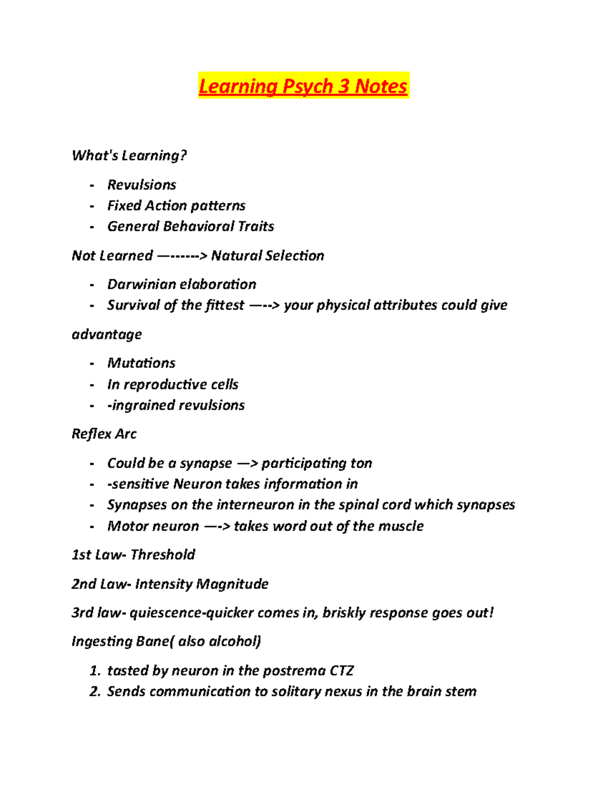Learning Psych 3 Notes - Learning Psych 3 Notes What's Learning ...