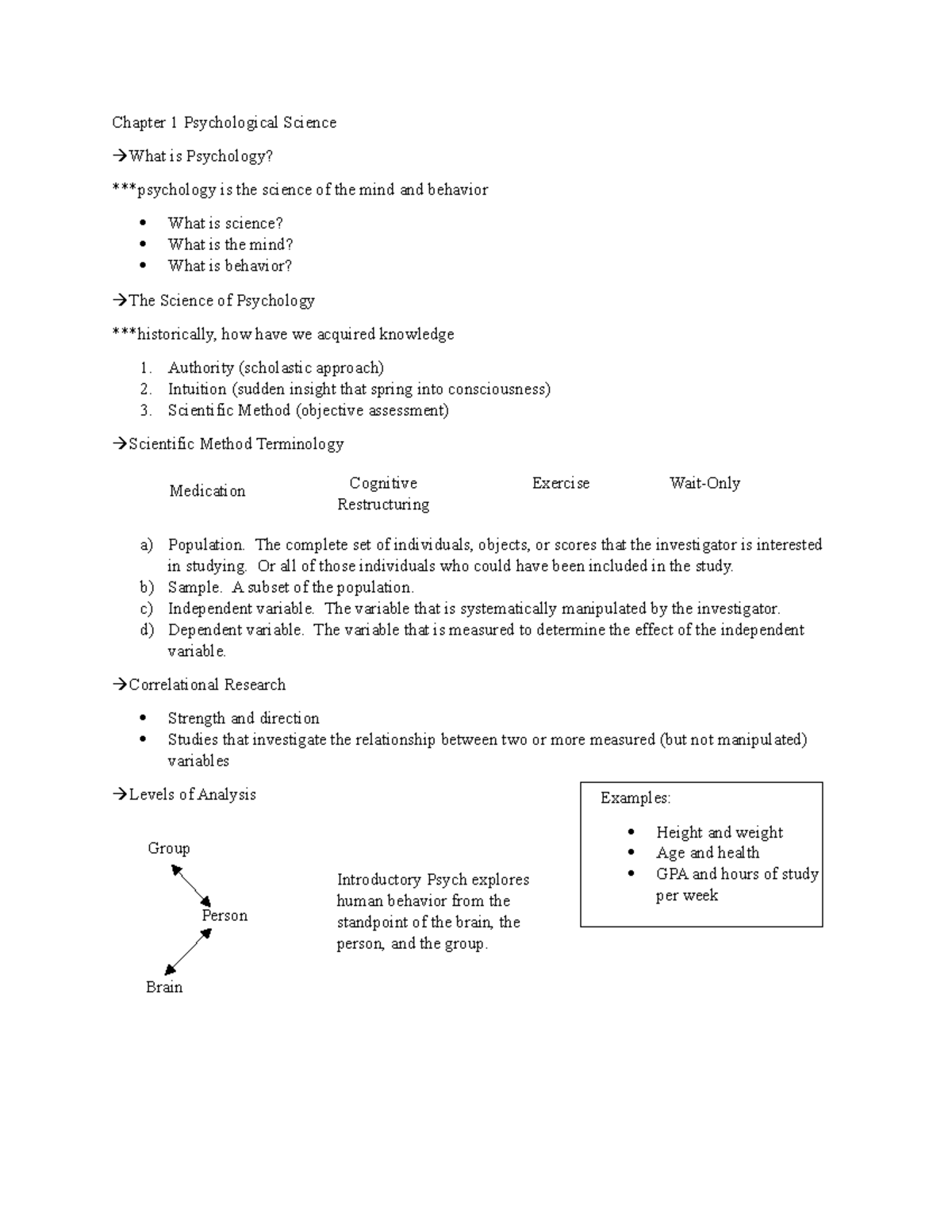 Chapter 1 Psychological Science - Chapter 1 Psychological Science What ...