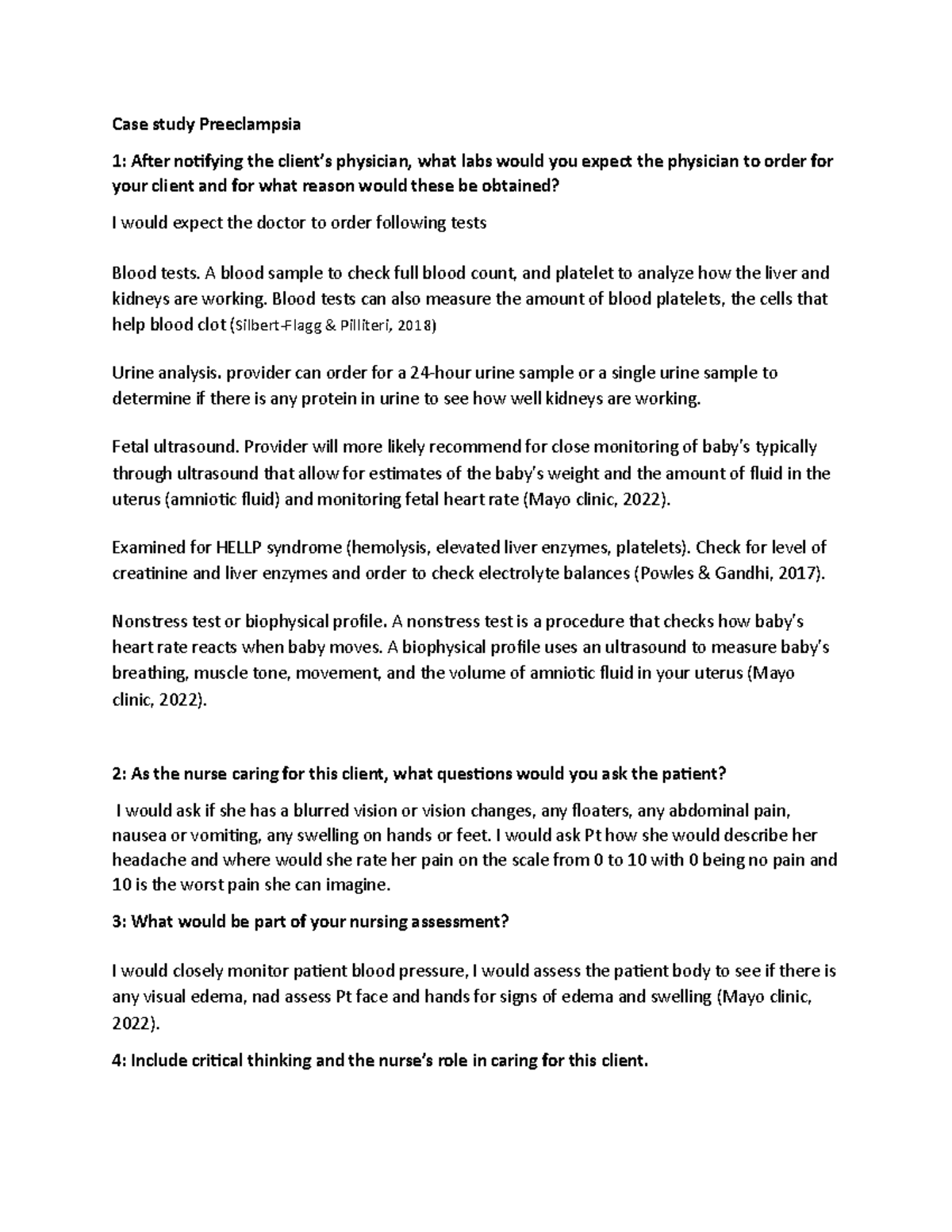 Preeclampsia Case study Preeclampsia 1 After notifying the client’s