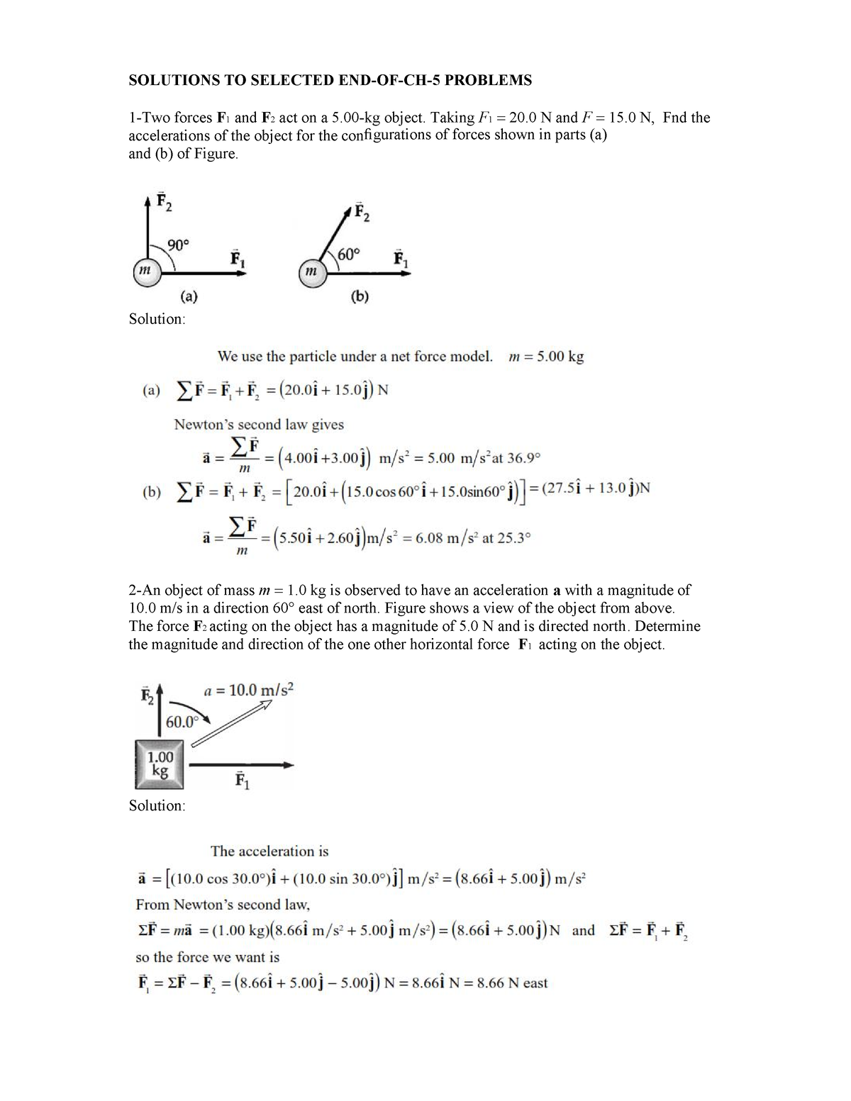 Ch5-Solutions - This Is Some Practice Problems For Phys1001 - SOLUTIONS ...