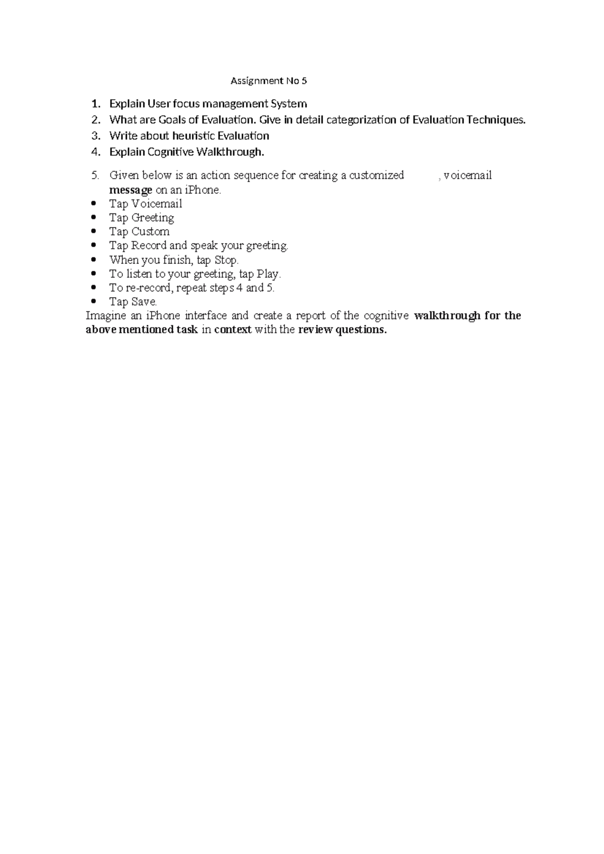 HCI Assignment 5 - Assignment No 5 Explain User focus management System ...