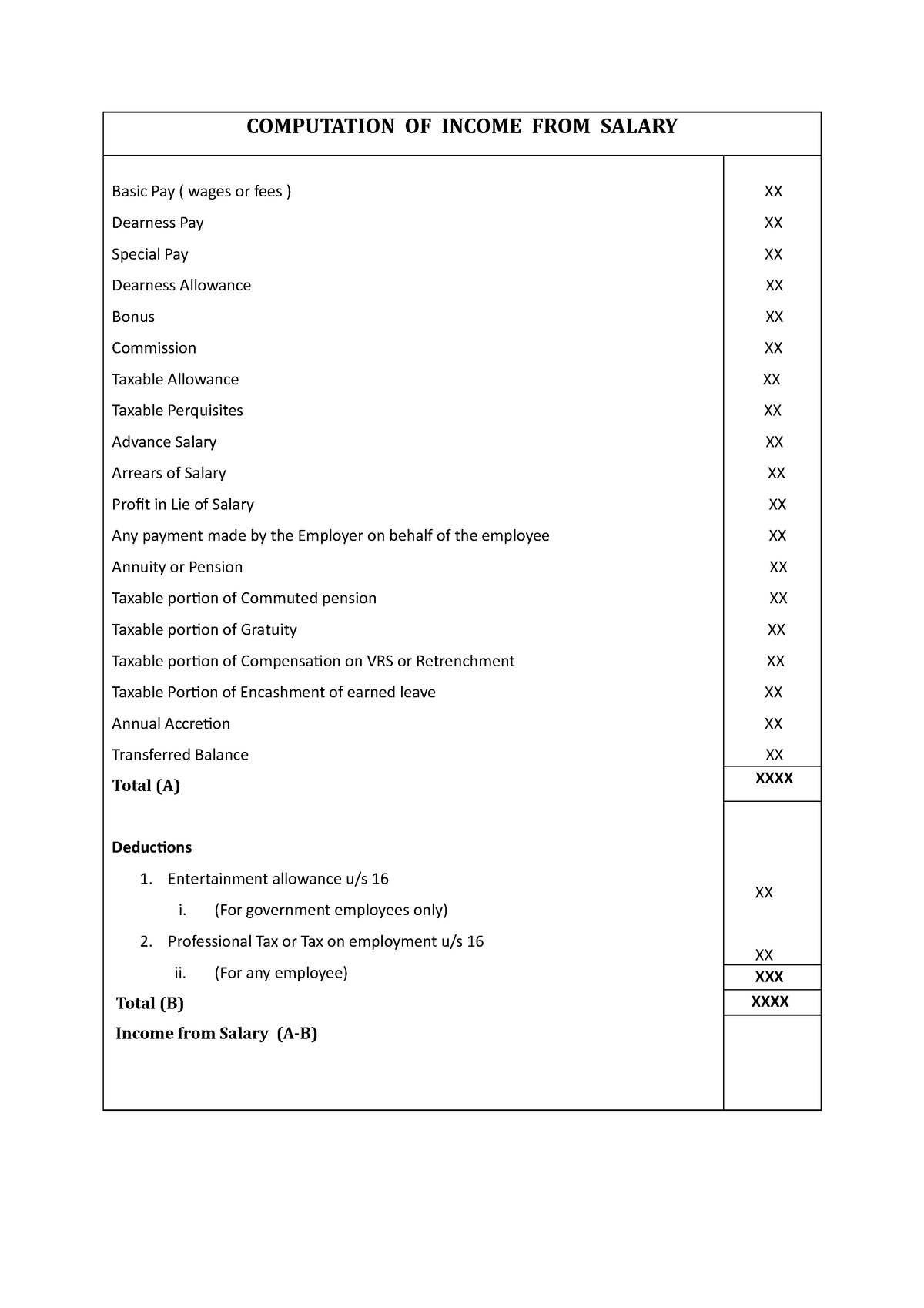 income from salary assignment