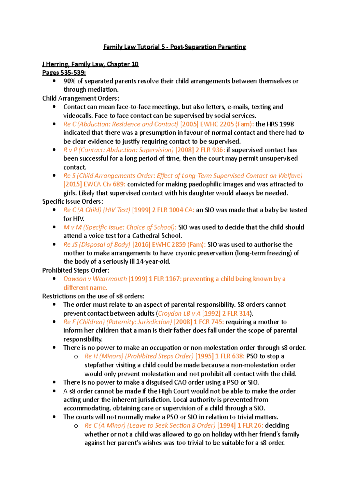 SG 5 postseparation parenting Family Law Tutorial 5 Post