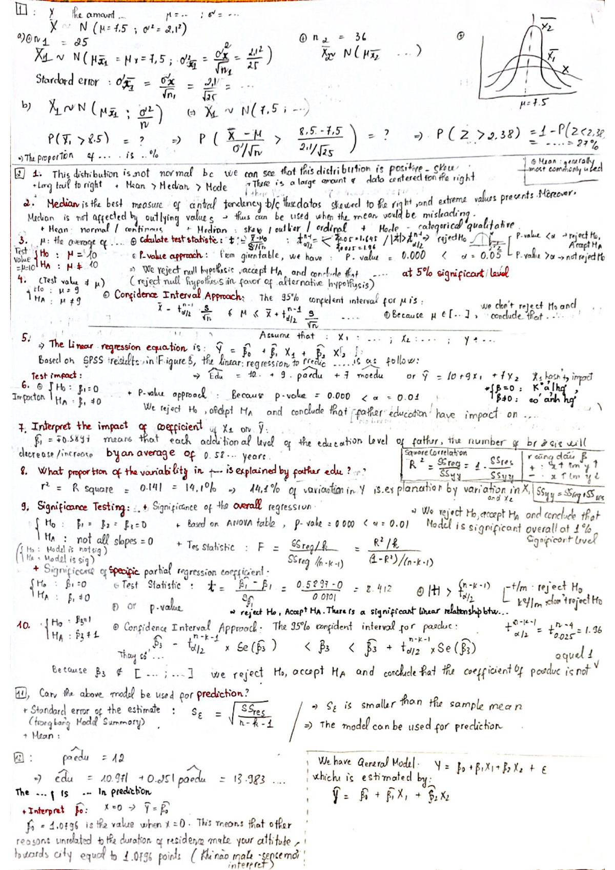 Statistic Summary - Business statistics - Studocu