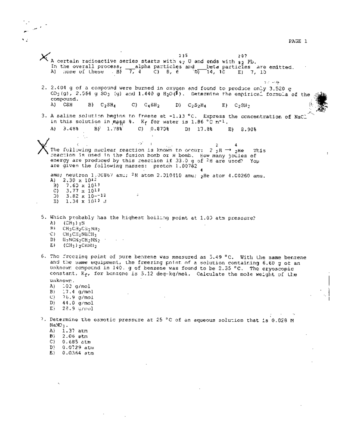 CHEM 121 Practice Final - CHEM 121 - Studocu