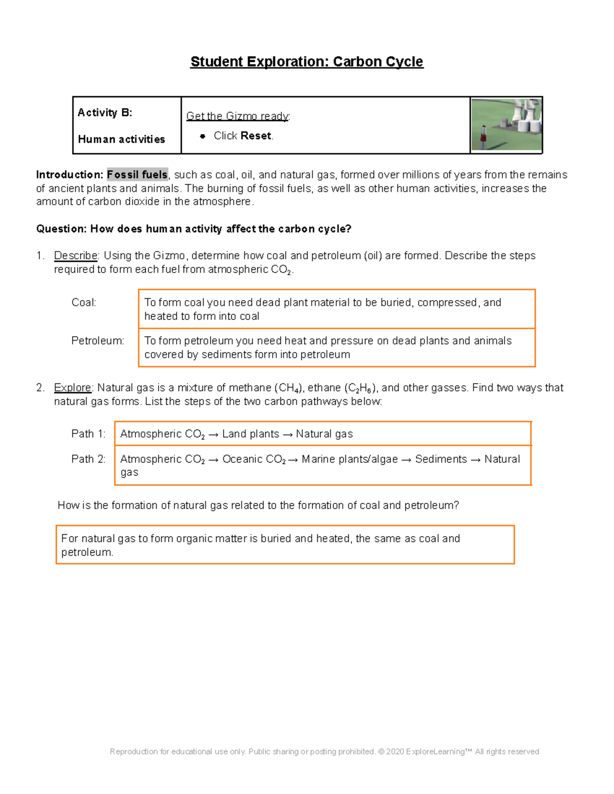 Conor Guiney - 02.2 BIO, HN Gizmo Carbon Cycle (Activity B) - Student