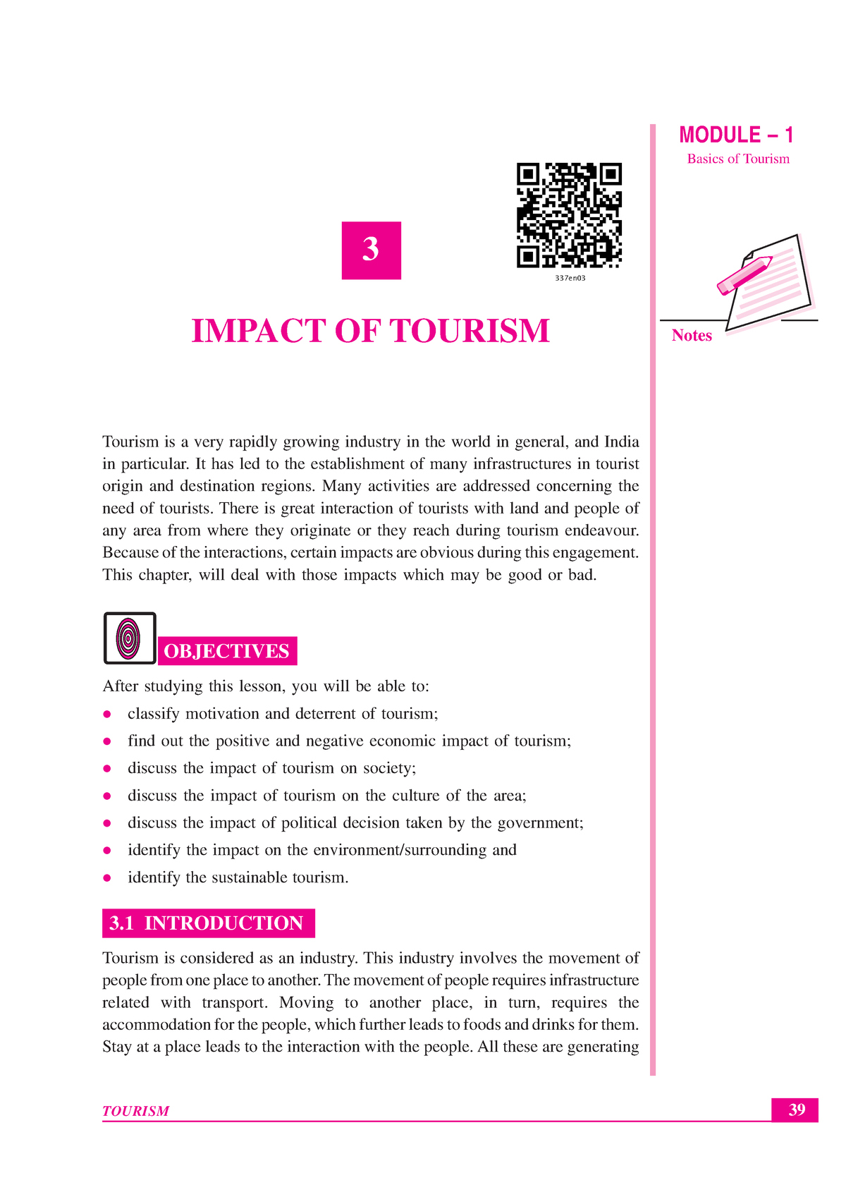 337 Tourism Eng L3 - Basics Of Tourism Notes 3 IMPACT OF TOURISM ...