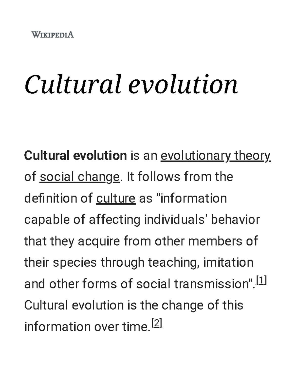 Cultural Evolution - Wikipedia - Cultural Evolution Cultural Evolution ...