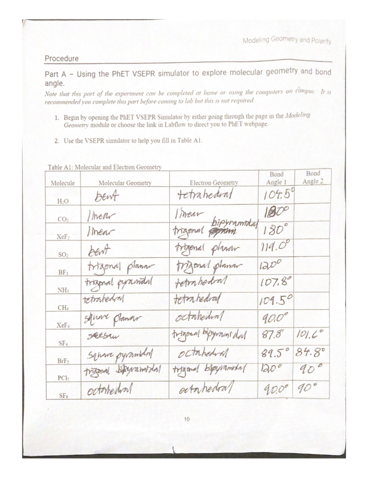 Modeling Geometry and Polarity Notes CHEM 1215 Studocu