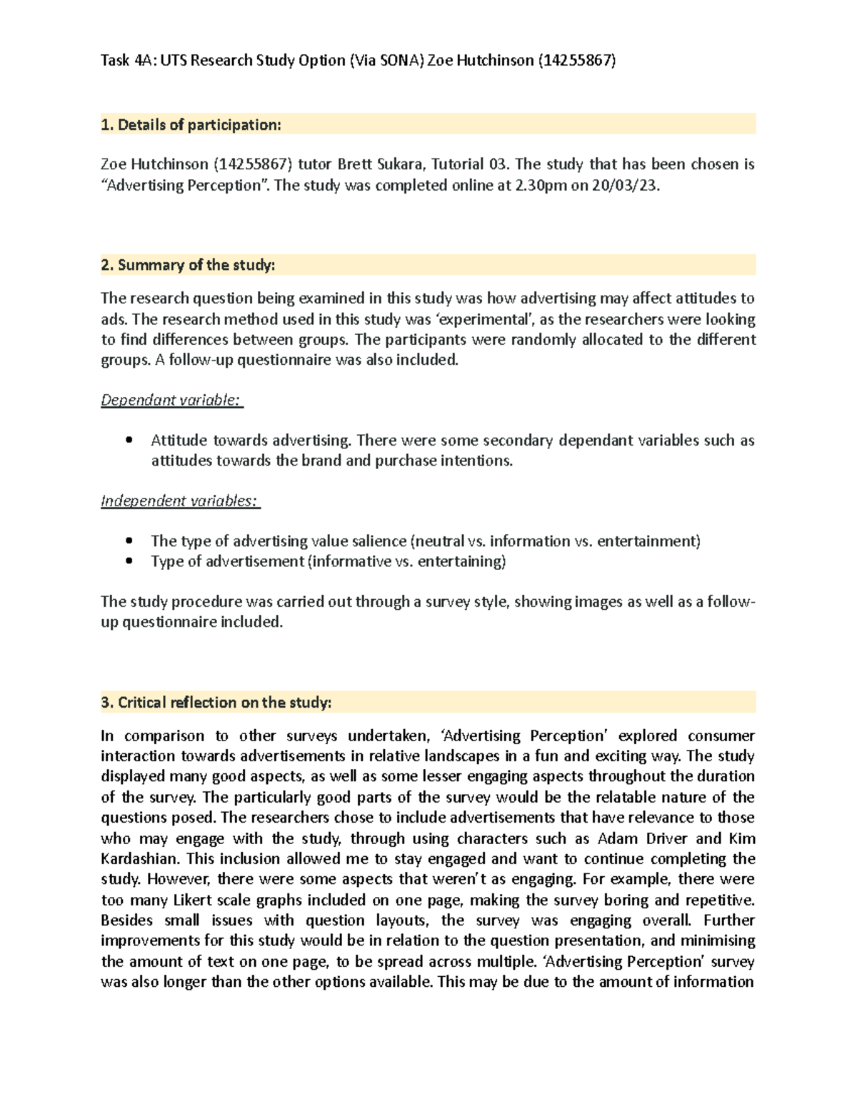 Utssurveyu - Uts Research Study Option - Task 4a: Uts Research Study 