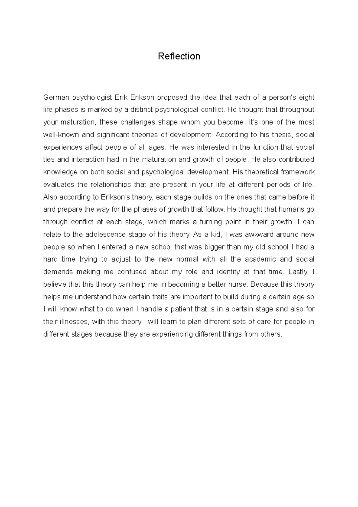 Nerveza WS 2 Reflections Reflection German psychologist Erik Erikson