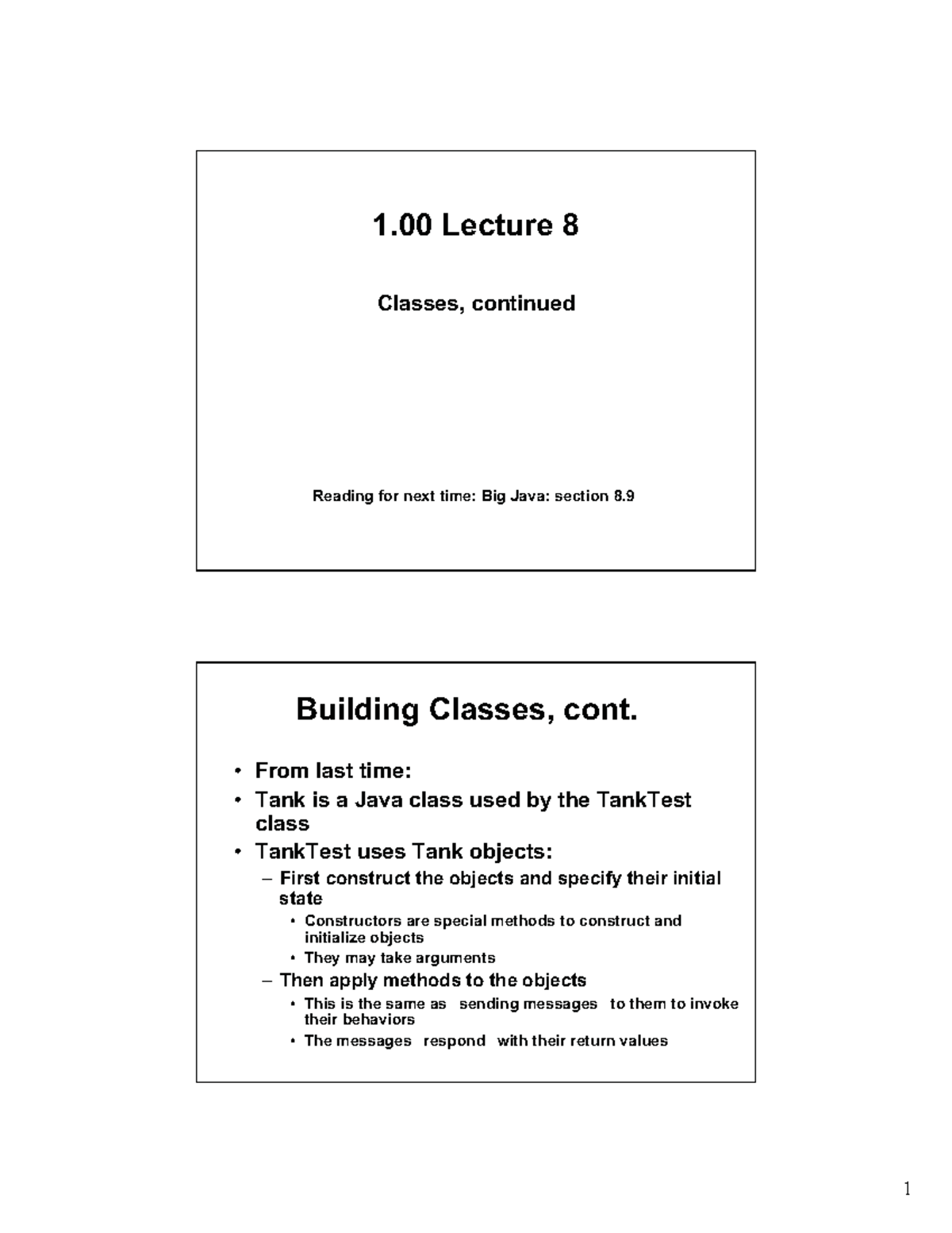 Classes II (PDF) Lec 8 - Lecture notes 1-7 - 1 Lecture 8 Classes ...