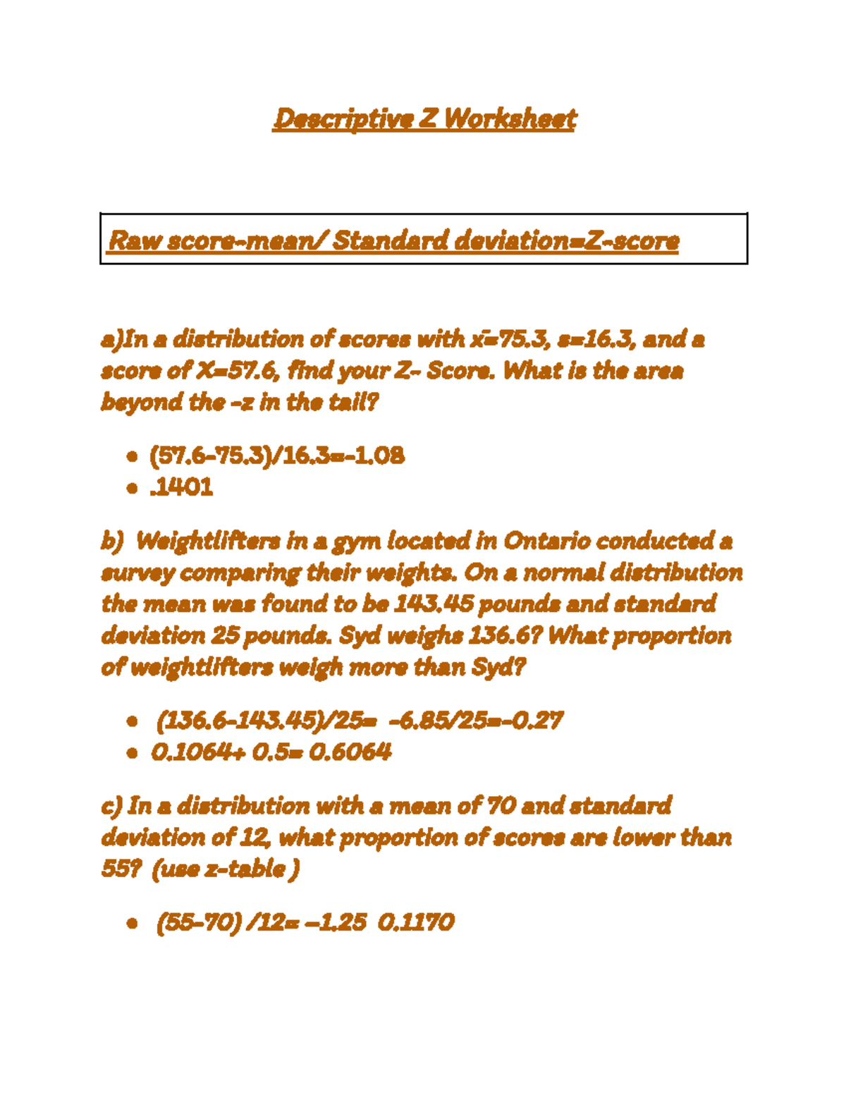 Descriptive Z worksheet Student Copy - Despe Z rhe Raw r-e/ Star vio=Z ...