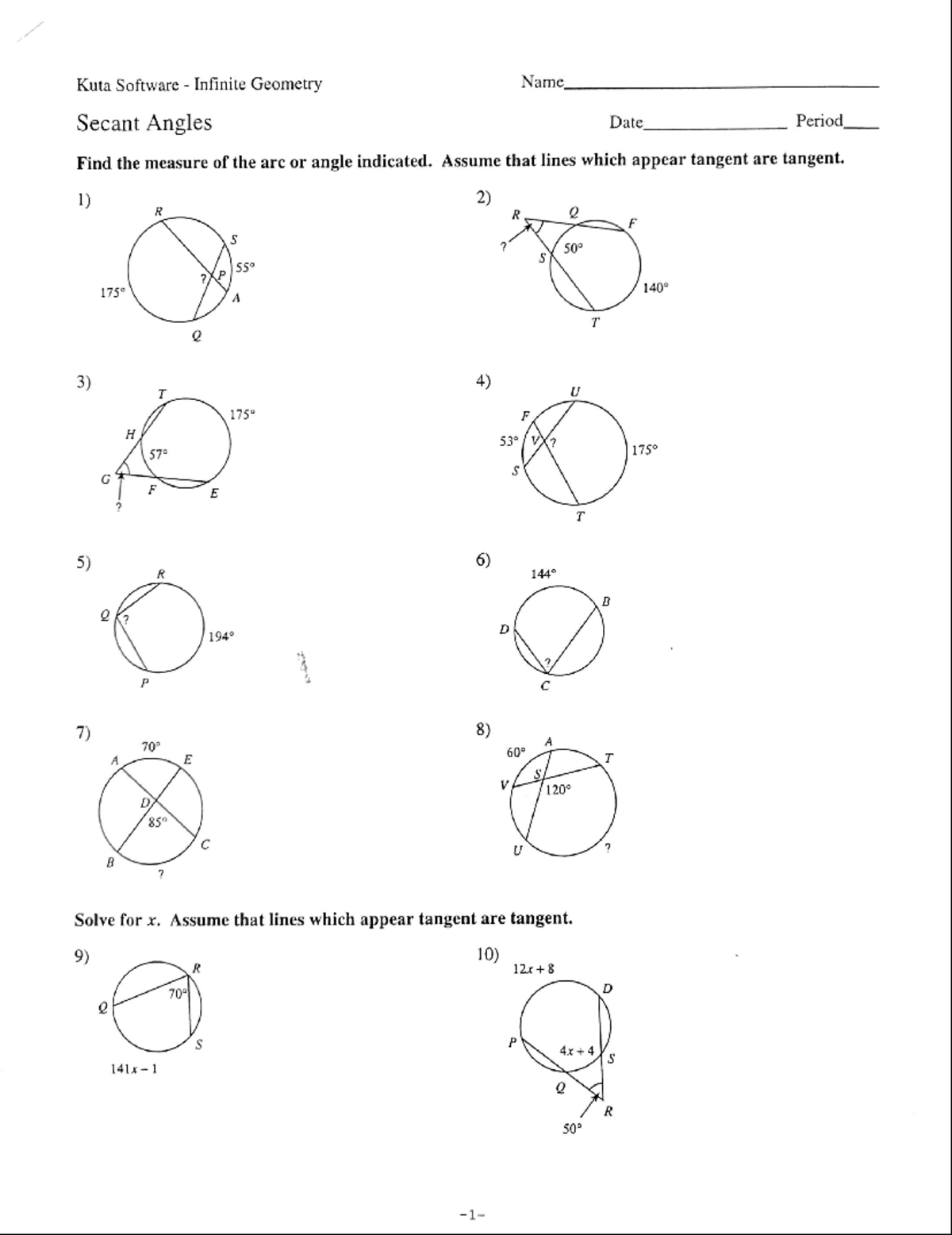 Secant angles ws frontl - Studocu