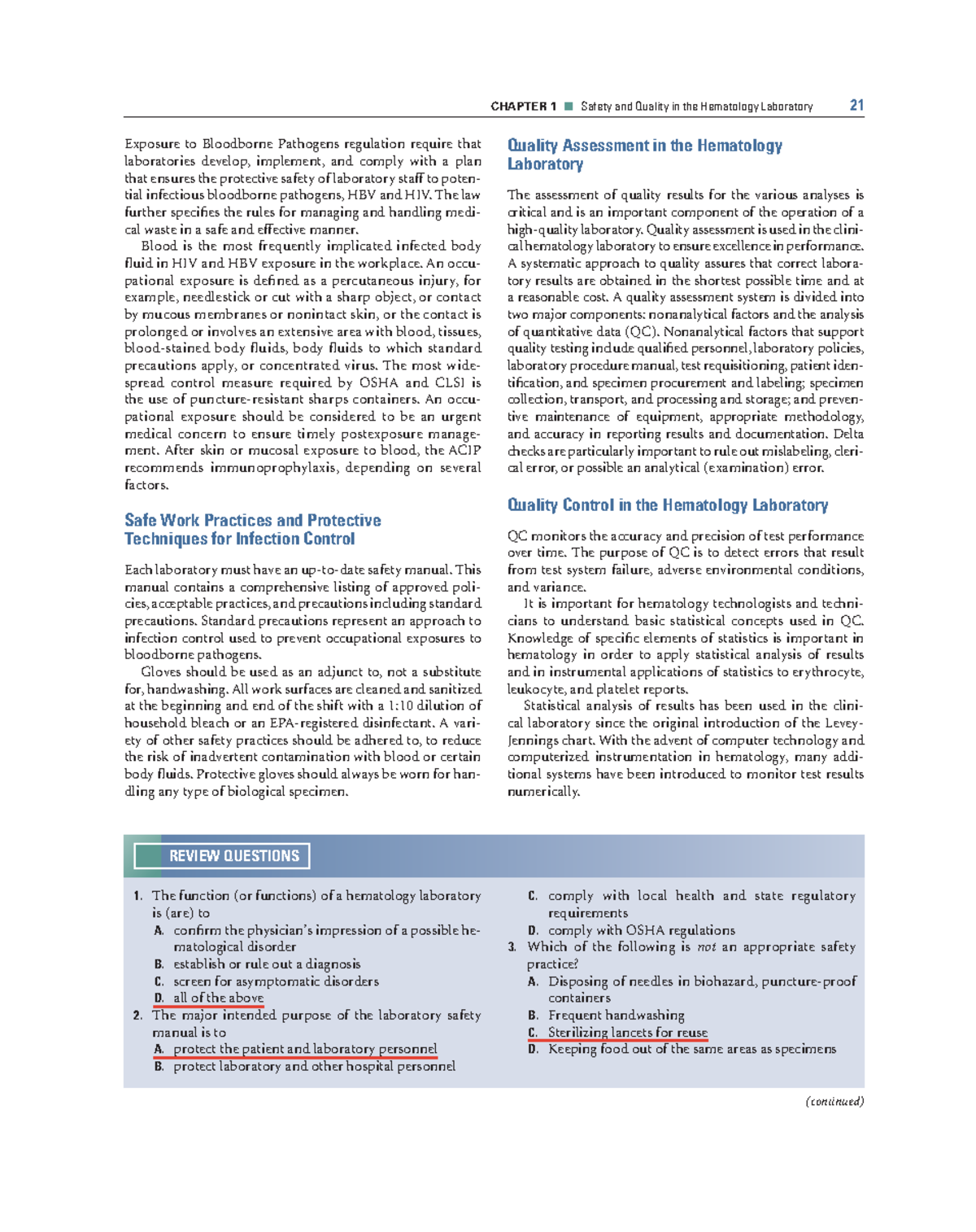 Turgeon Rq' - CHAPTER 1 Safety and Quality in the Hematology Laboratory ...