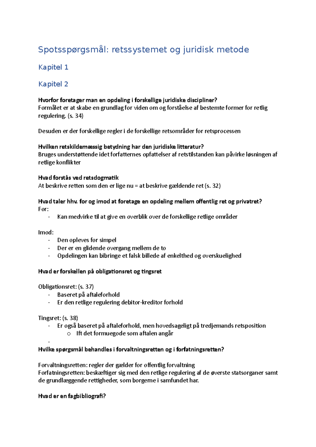 Spotsspørgsmål Juridisk Metode - Retssystemet Og Juridisk Metode ...