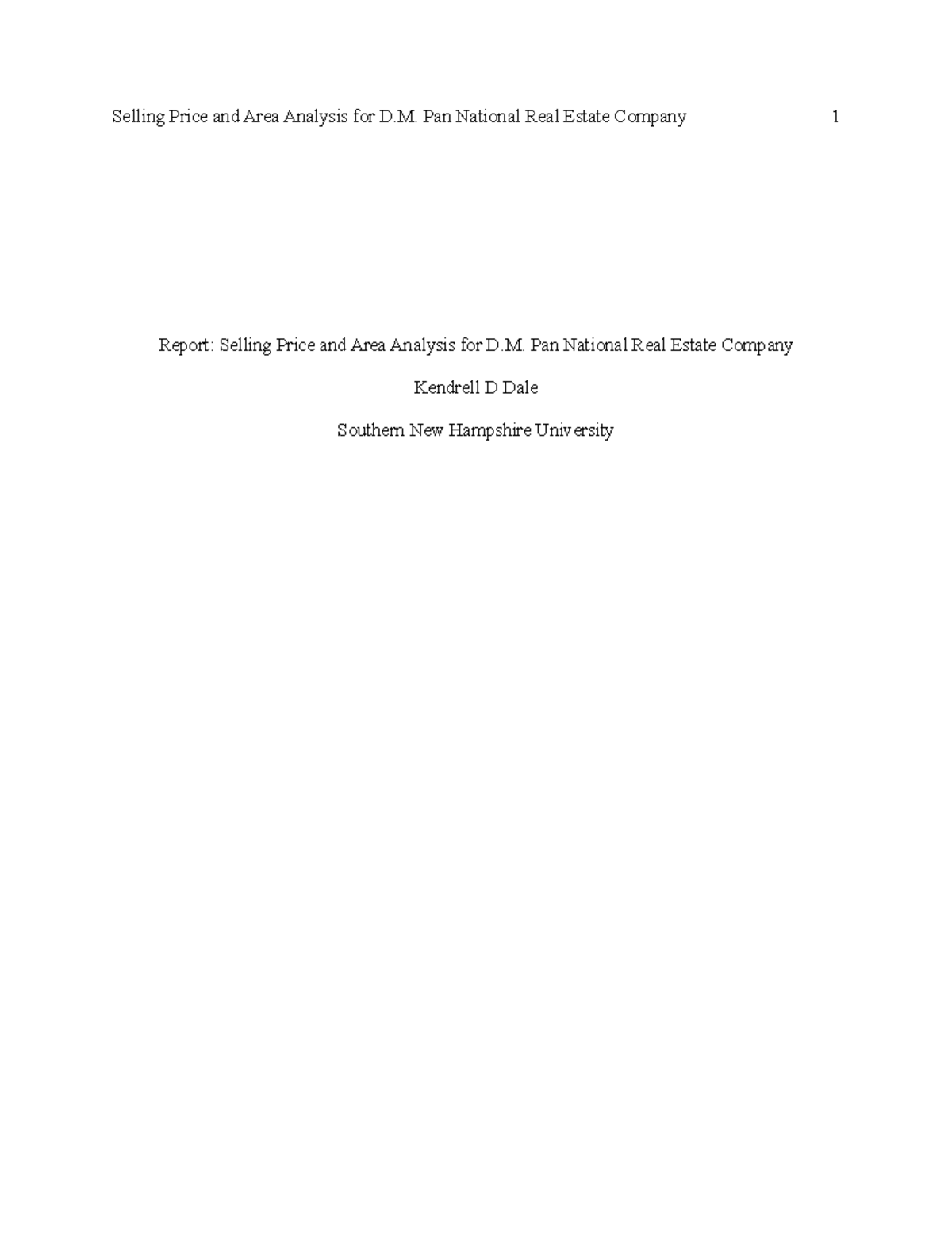 Mat 240 Module Two Assignment Module 2 Selling Price And Area