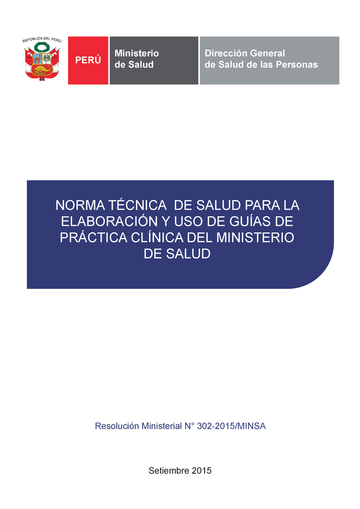 Norma Tecnica De Salud Para La Elab Uso Guias Pract Clinic Del Minsa ...