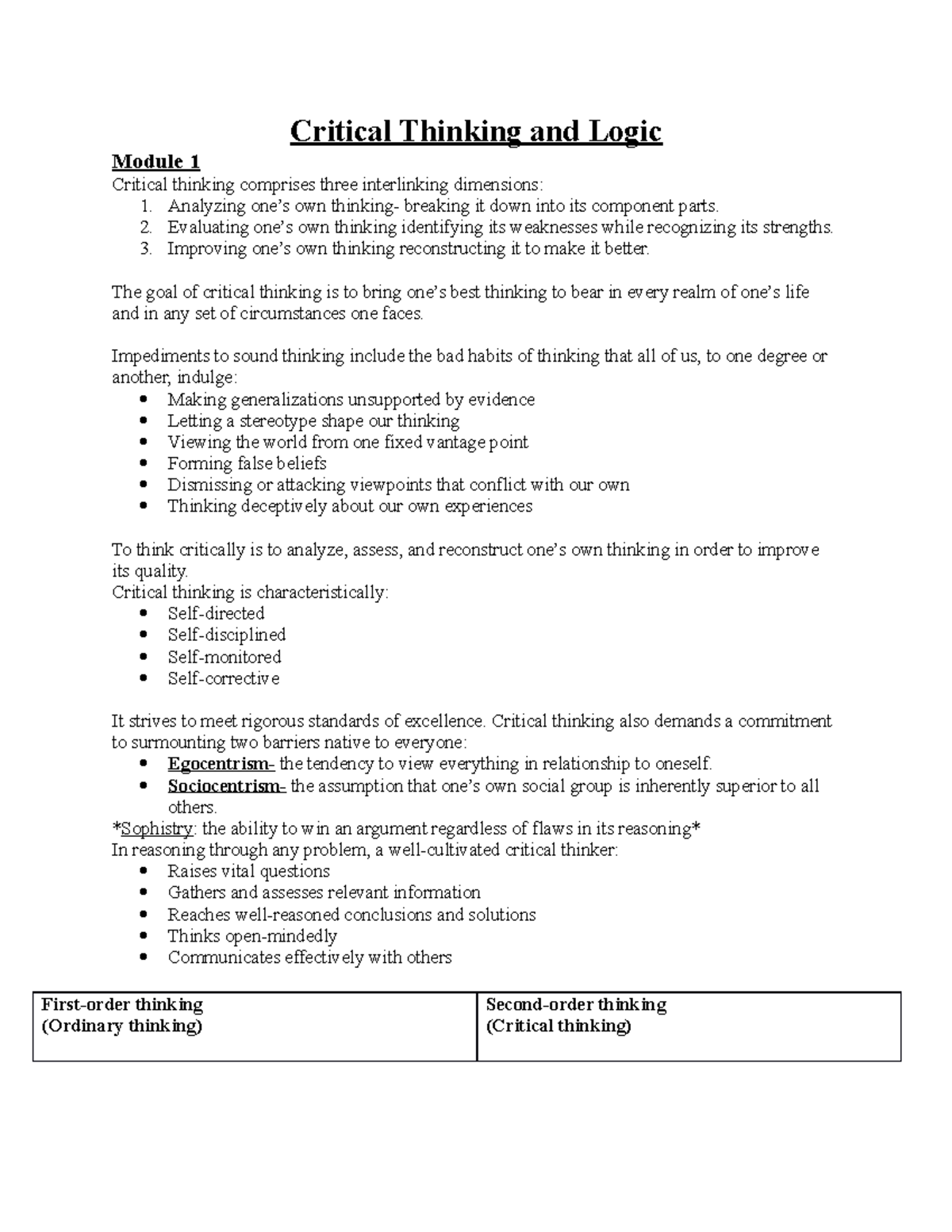 critical thinking and logic objective assessment