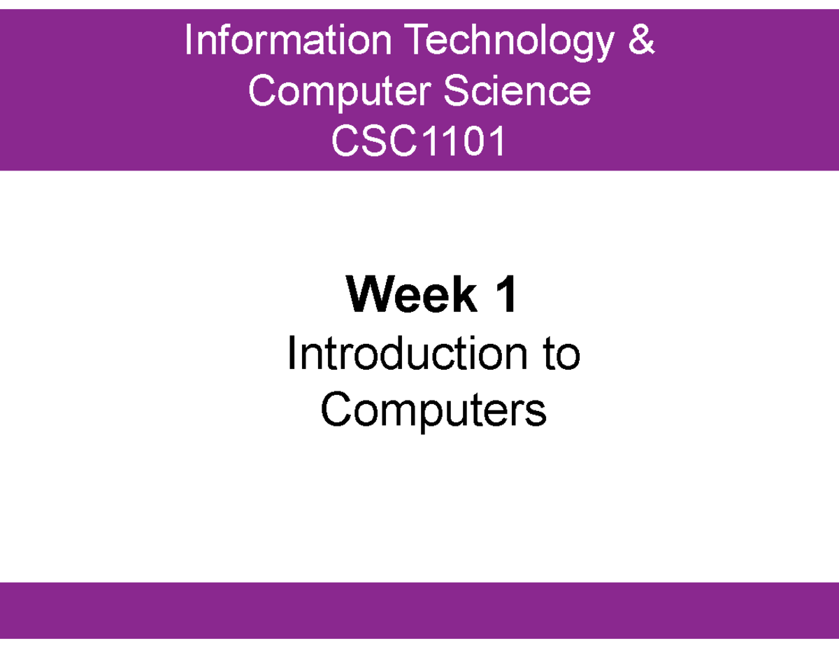 Week 1A Introduction to Computers and Digital Systems - Information ...