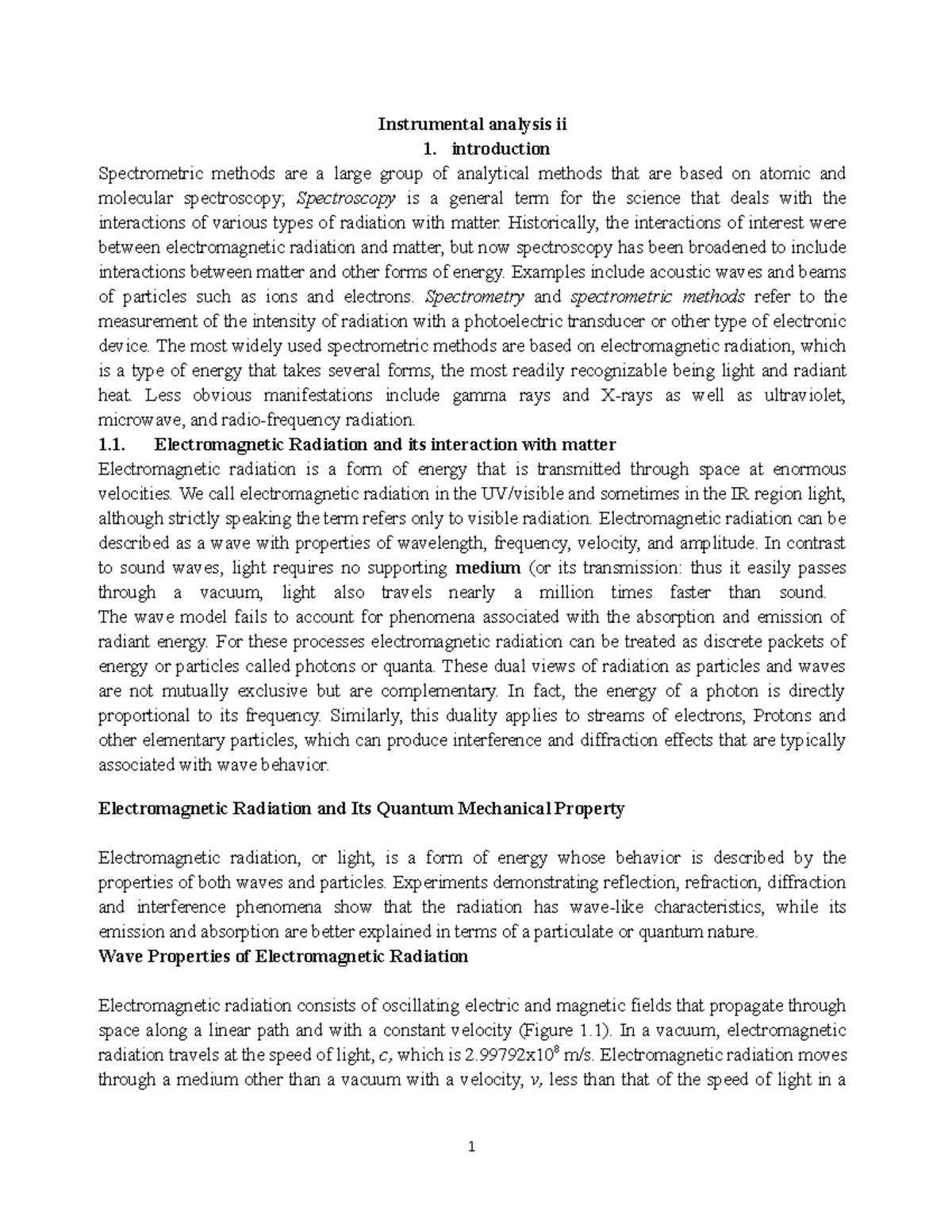 Instrumental analysis II note Instrumental analysis ii 1