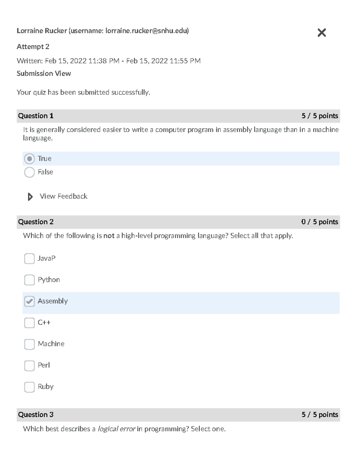 7-1 Quiz Attempt 2 - IT-200 Fundamentals Info Technology - Lorraine ...