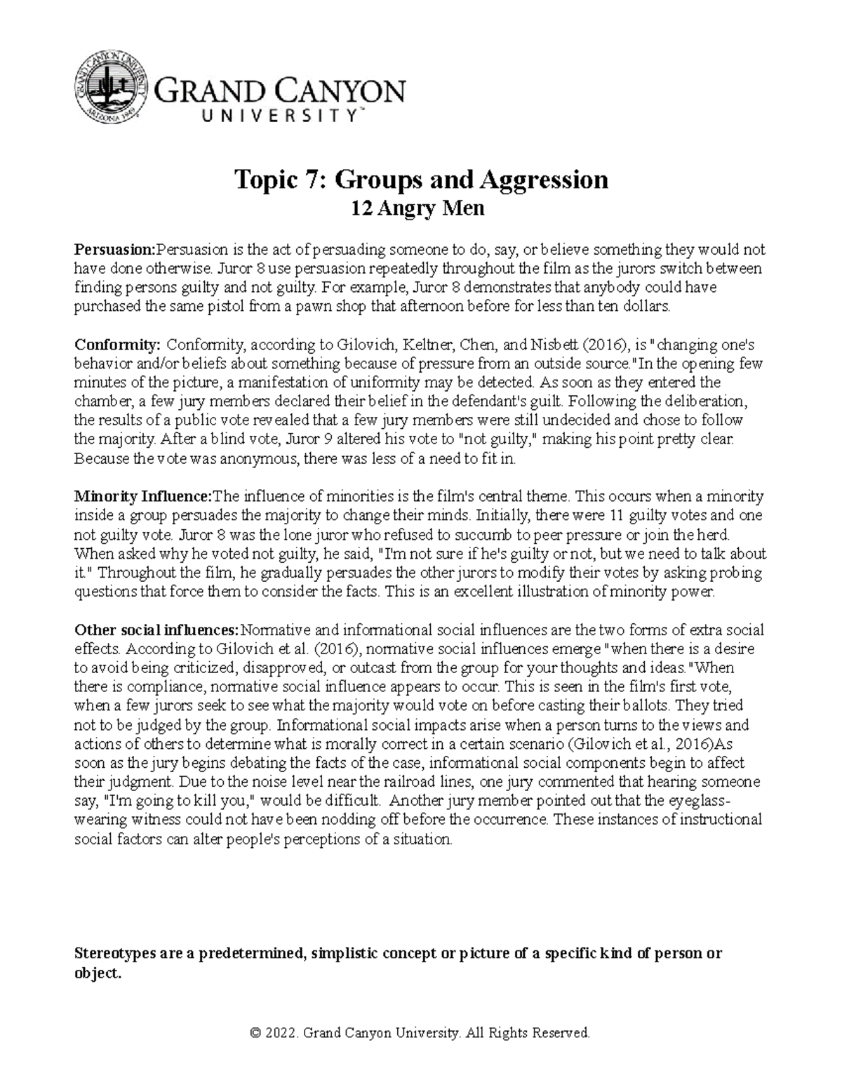 PSY362-RS-T7-12Angry Men - Topic 7: Groups and Aggression 12 Angry Men ...