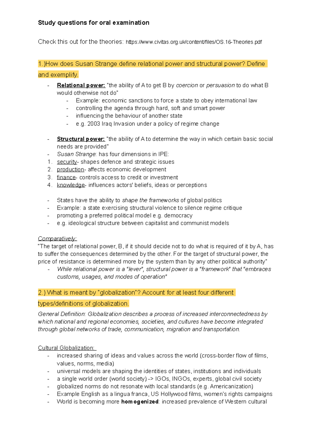 Mod 3 Oral Exam Question - Check This Out For The Theories: - Studocu