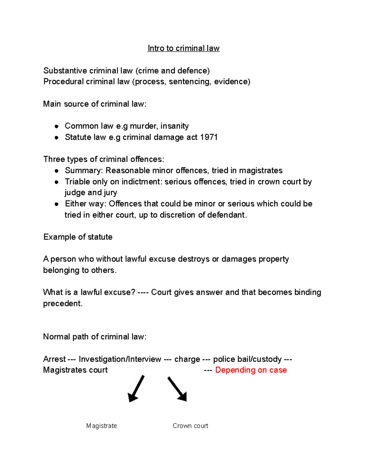 1 - Intro To Criminal Law - Intro To Criminal Law Substantive Criminal ...